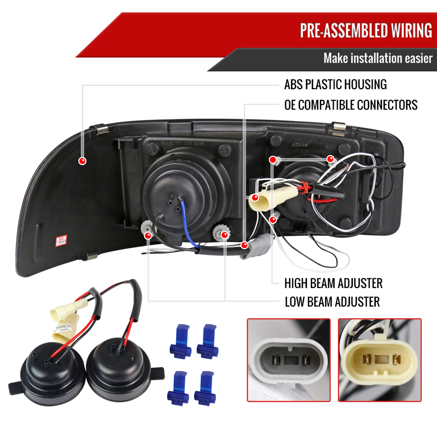 1999-2006 GMC Sierra/Yukon XL/SLT Dual Halo Headlights&Bumper Lights Chrome - Image 8