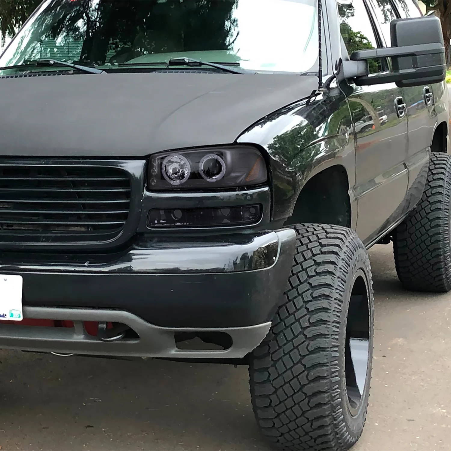 1999-2006 GMC Sierra/Yukon XL/SLT Dual Halo Headlights&Bumper Lights Smoke - Image 10