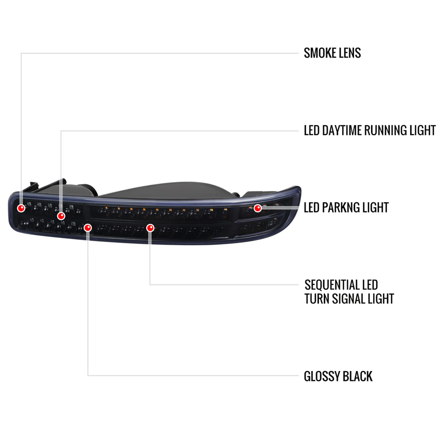 1999-2006 GMC Sierra/ Yukon/Yukon XL Dual Halo Headlights Signal Lights Black - Image 10