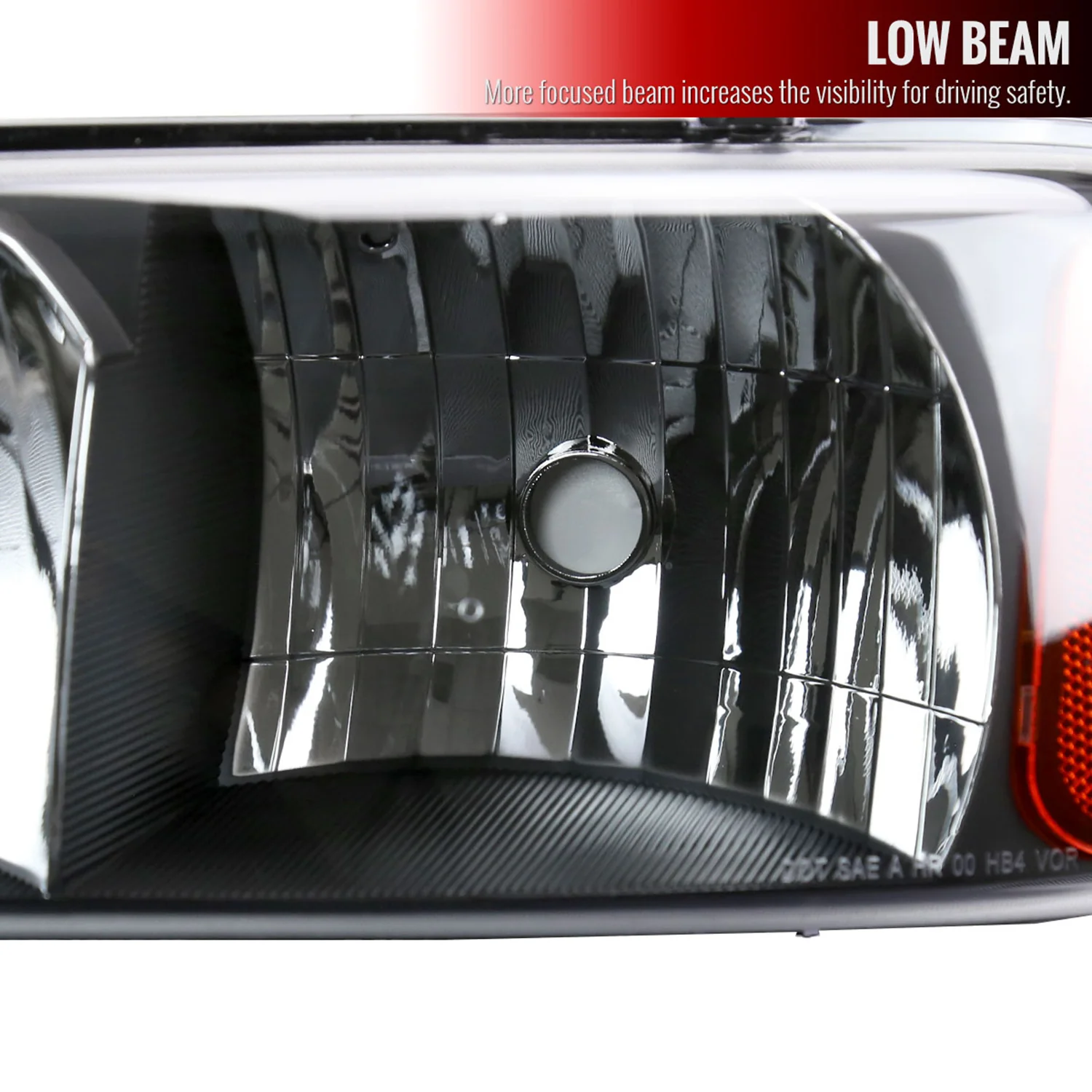 1999-2006 GMC Sierra/Yukon/Yukon XL Headlights Amber Reflector Black - Image 3