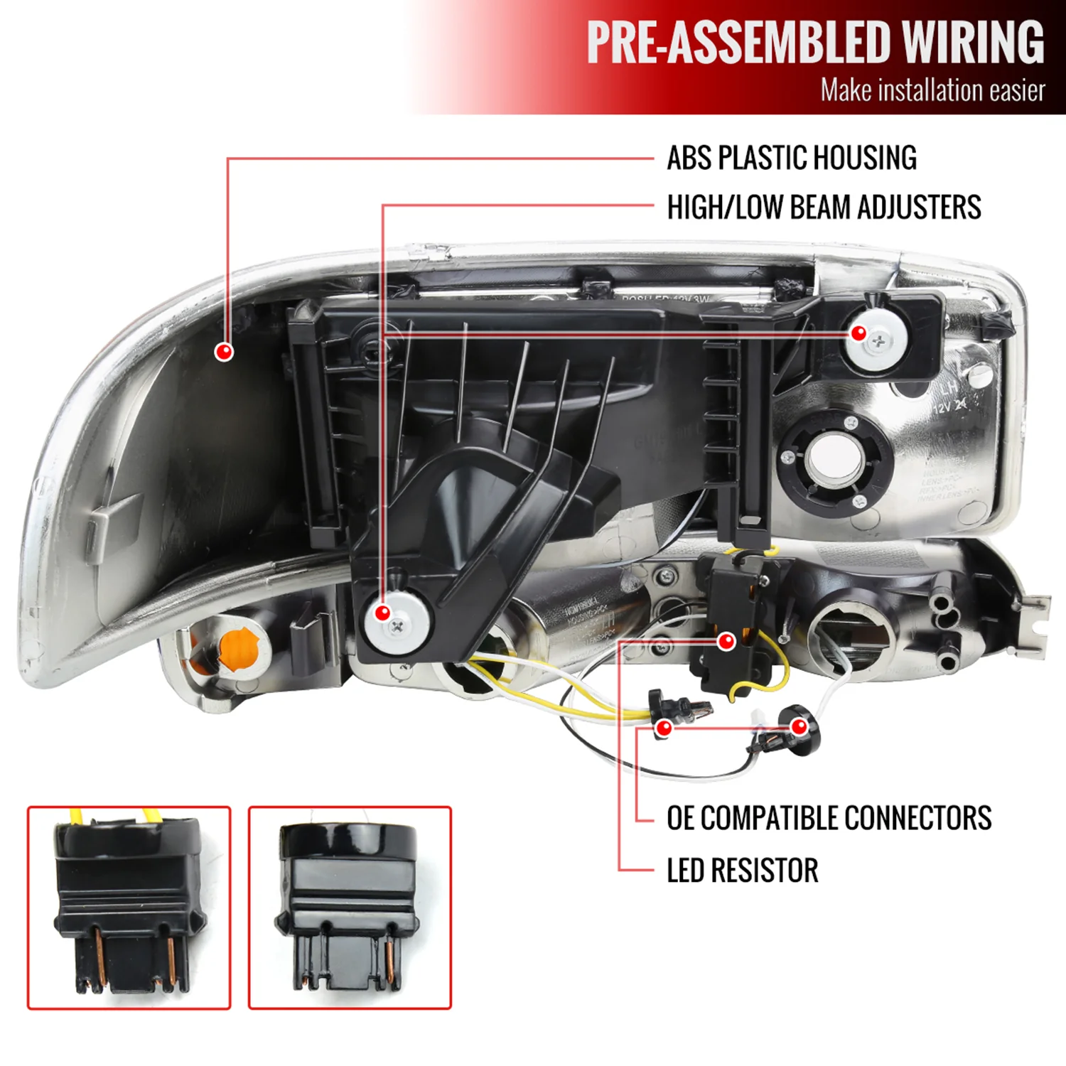 1999-2006 GMC Sierra/Yukon/Yukon XL Headlights&Signal Bumper Lights Chrome - Image 7