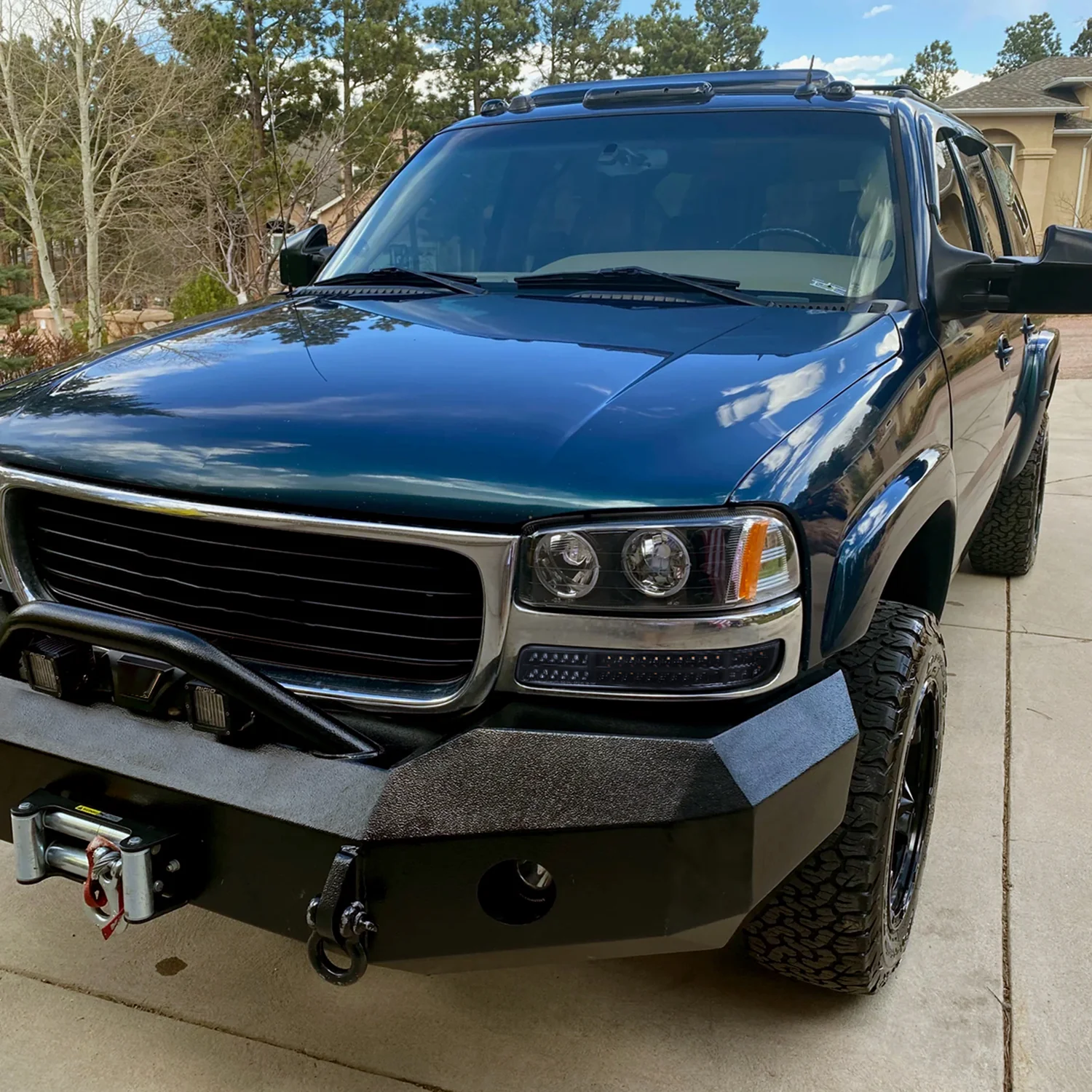 1999-2007 GMC Sierra / Yukon/XL Bumper Lights Signal Lights Glossy Black Smoke - Image 10