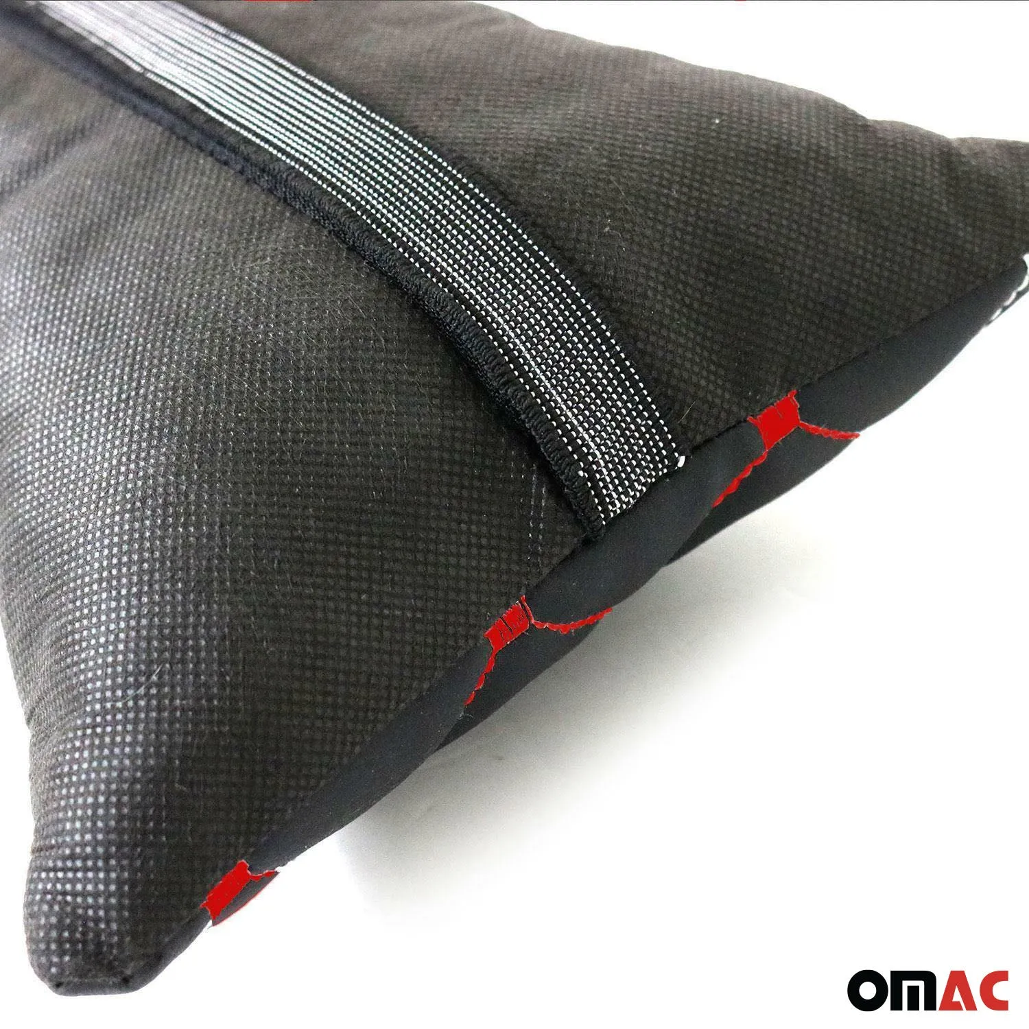 1x Car Seat Neck Pillow Head Shoulder Rest Pad PU Leather Black and Red Stitches - Image 6