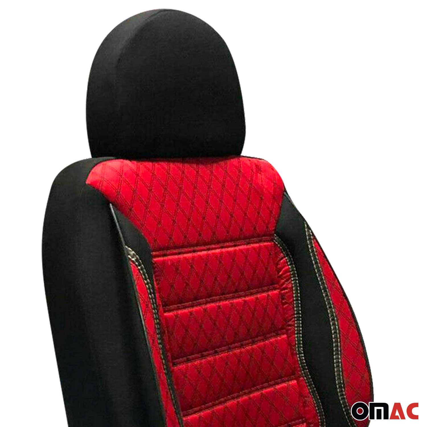 1x Front Car Pickup Van SUV Seat Cover Protection Fabric Black with Red - Image 7