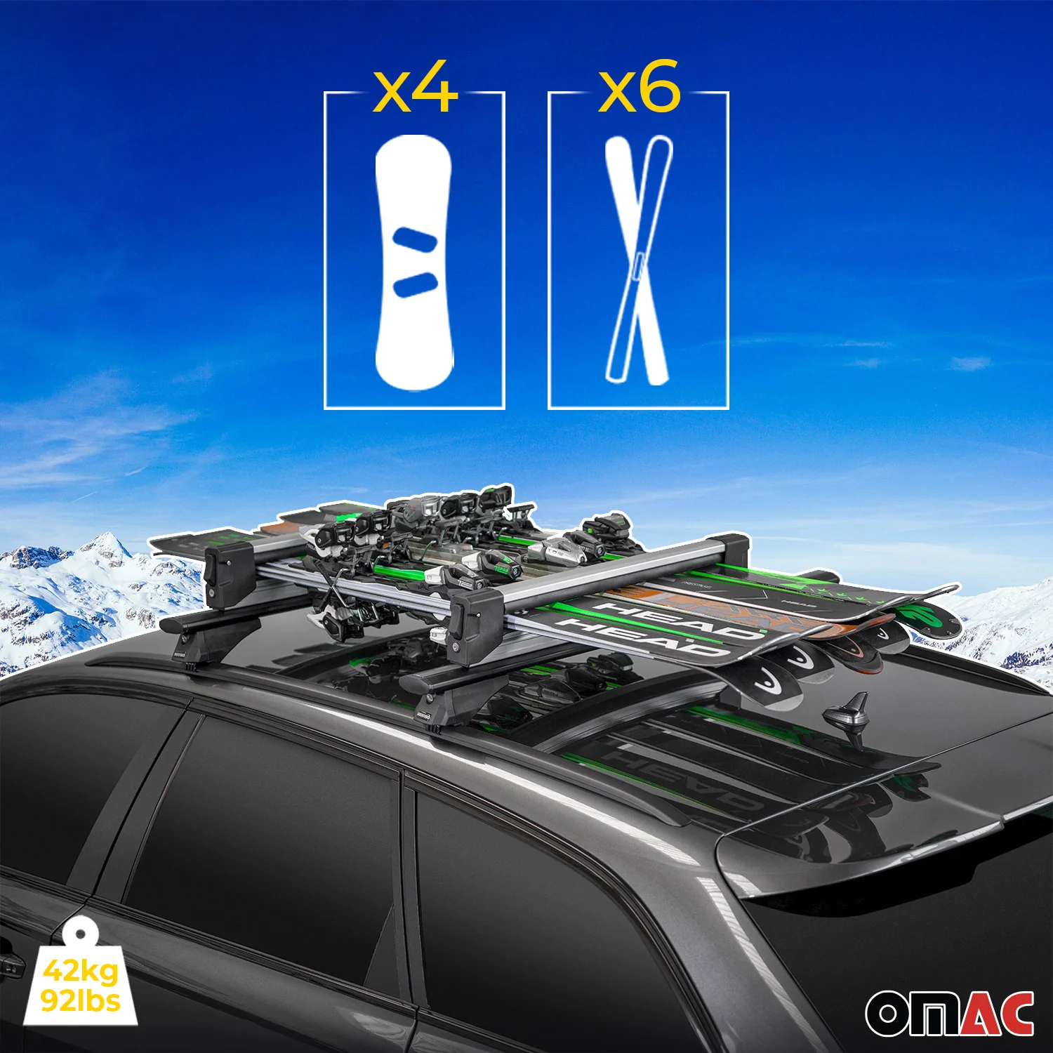 32.2" Ski Rack Snowboard Carriers Top Holder Roof Rack Lockable - Image 2