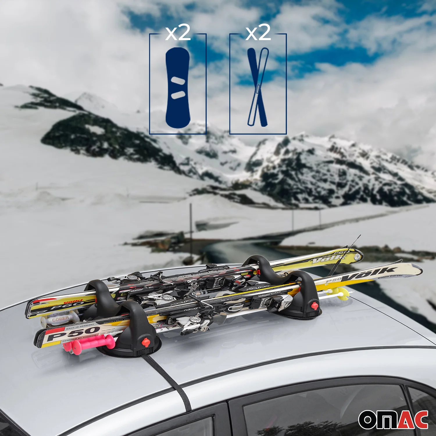 Ski Racks Roof Mount Rack Carriers 2 pair skis and 2 pair sticks - Image 2