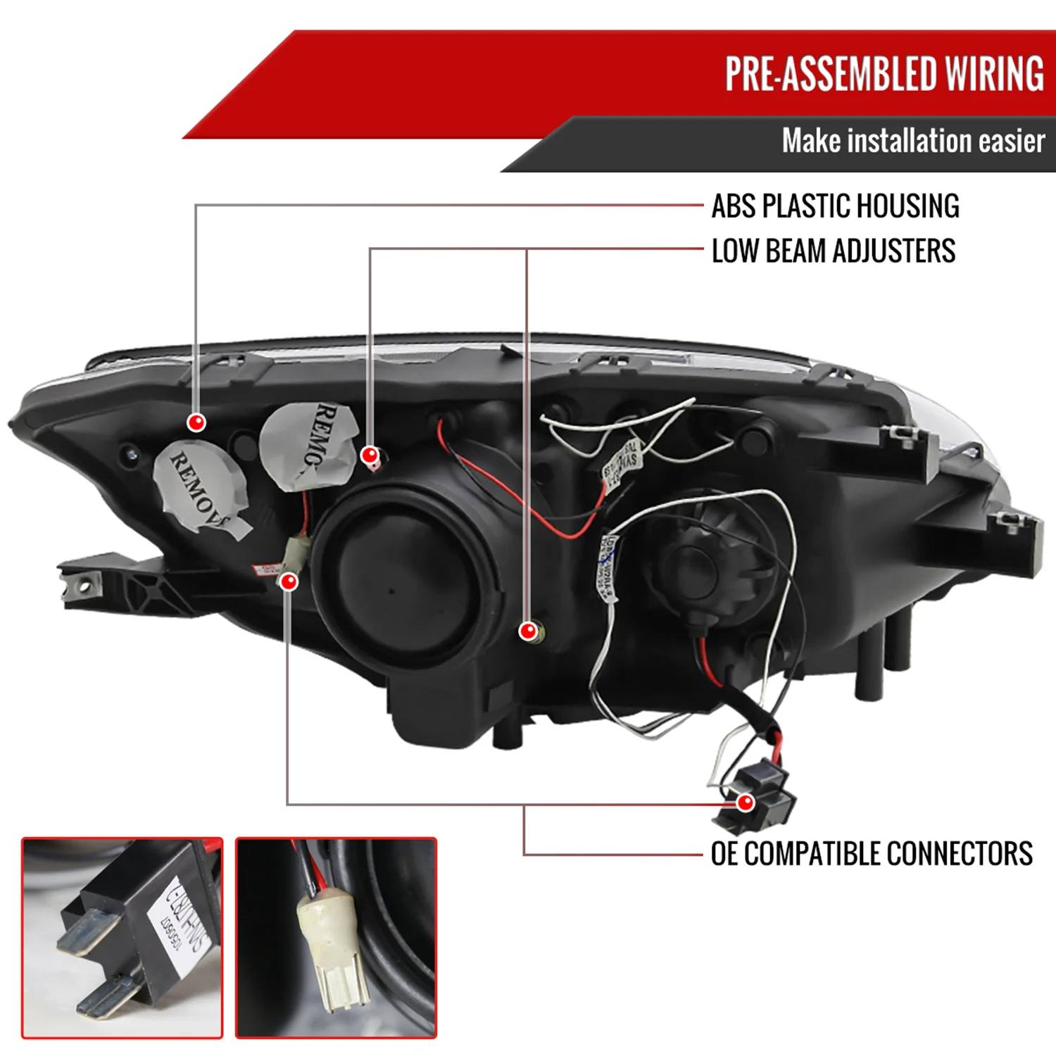 2000-2003 Honda S2000 AP1 Dual Halo Projector Headlights Glossy Black/Smoke - Image 7