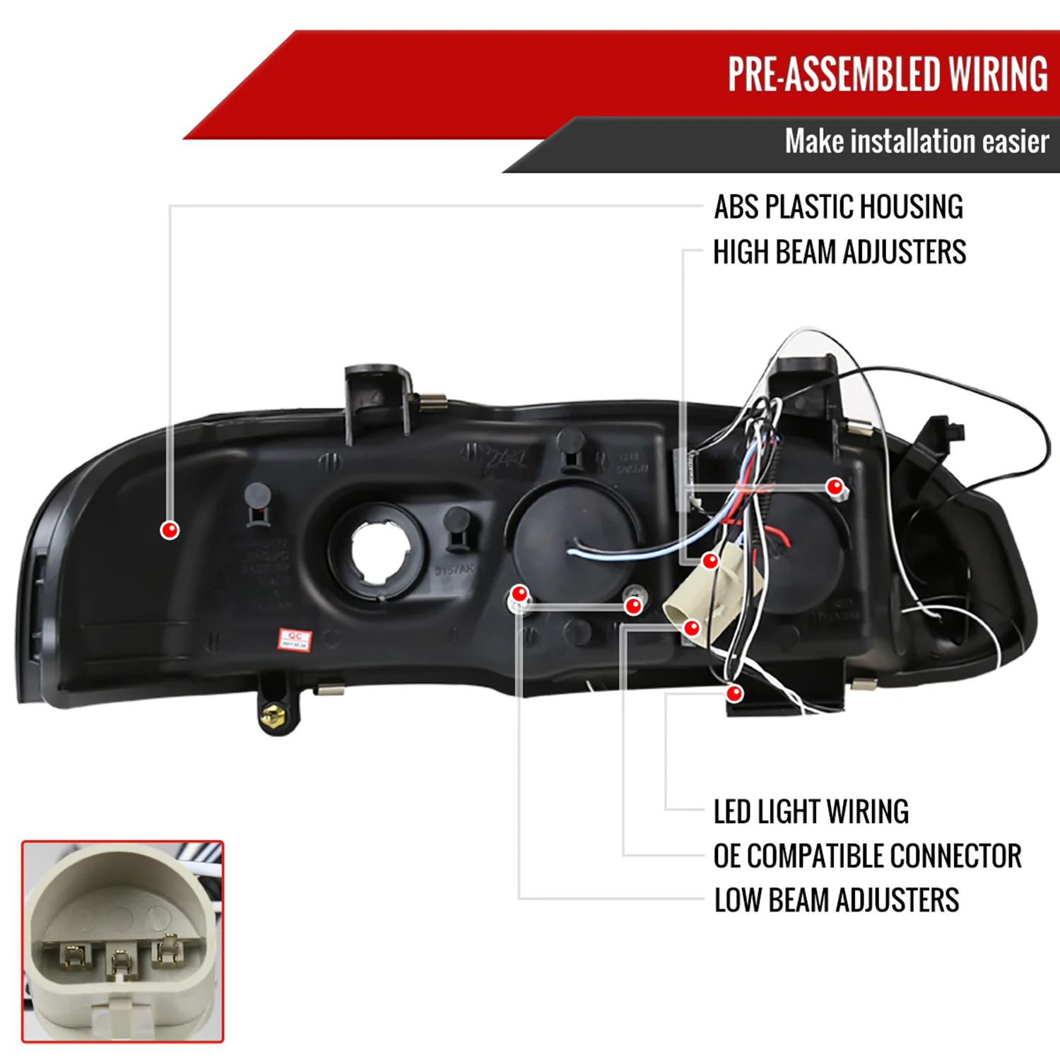 2000-2003 Nissan Sentra Dual Halo Projector Headlights Matte Black/Clear Lens - Image 7