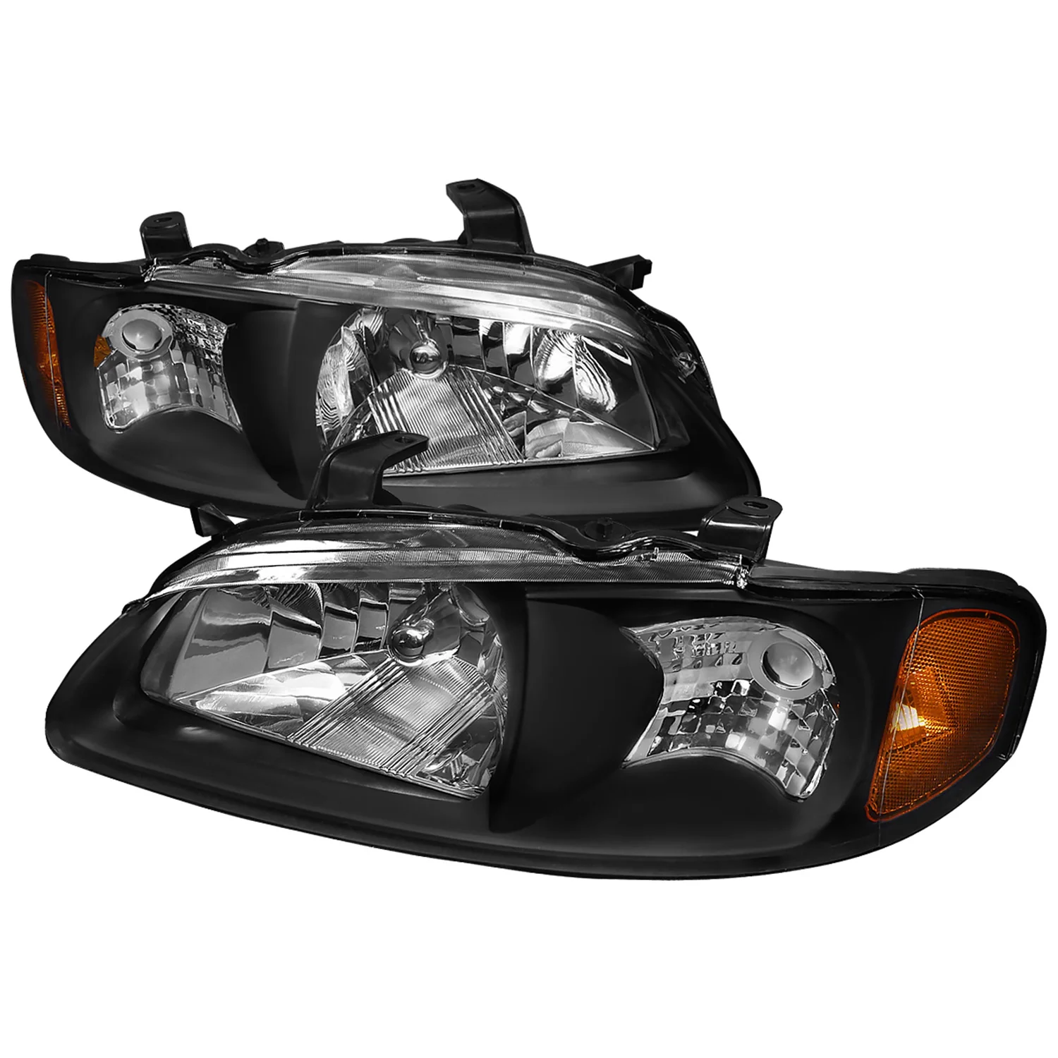 2000-2003 Nissan Sentra Factory Style Crystal Headlights Matte Black/Clear