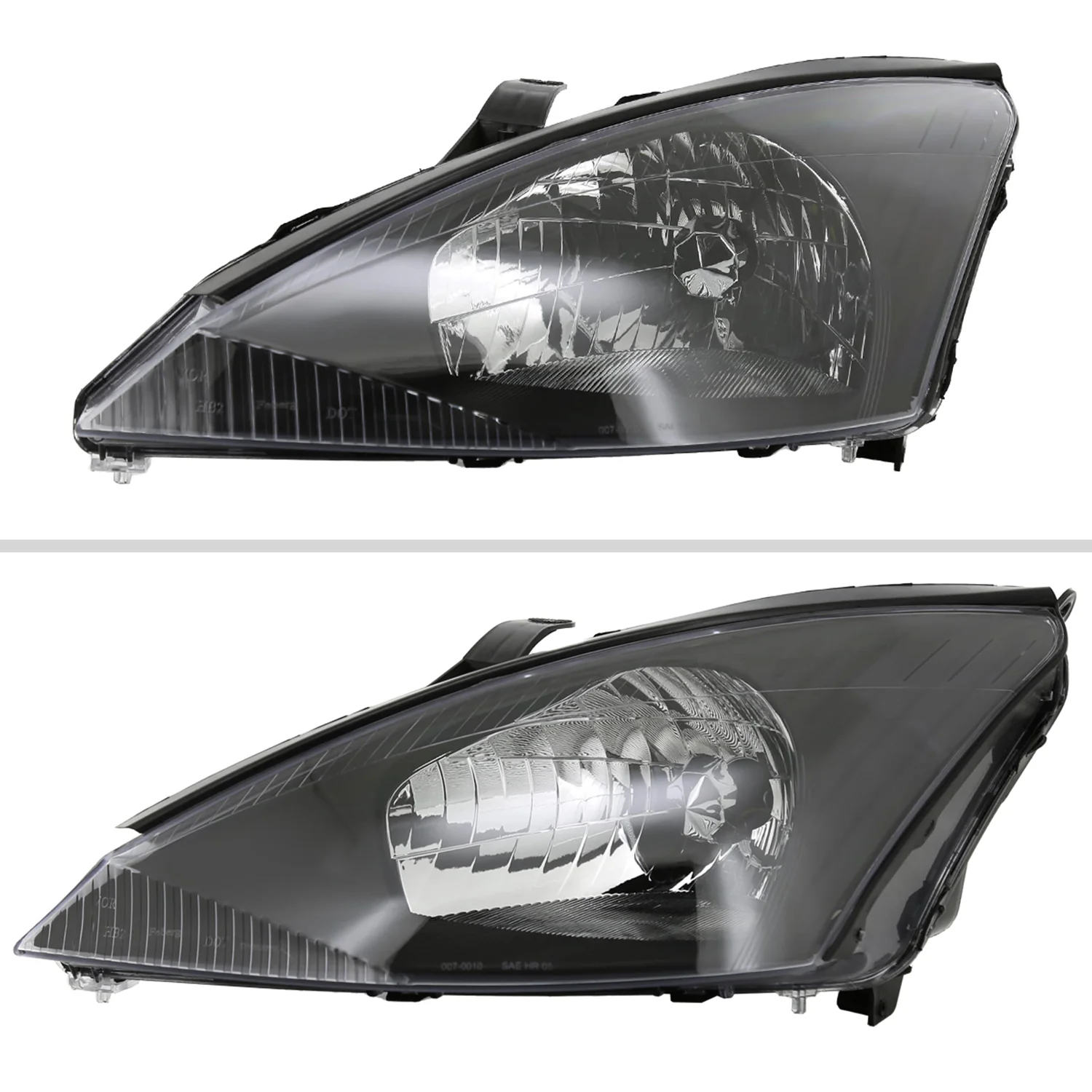 2000-2004 Ford Focus Factory Style Crystal Headlights Matte Black/Clear Lens - Image 2