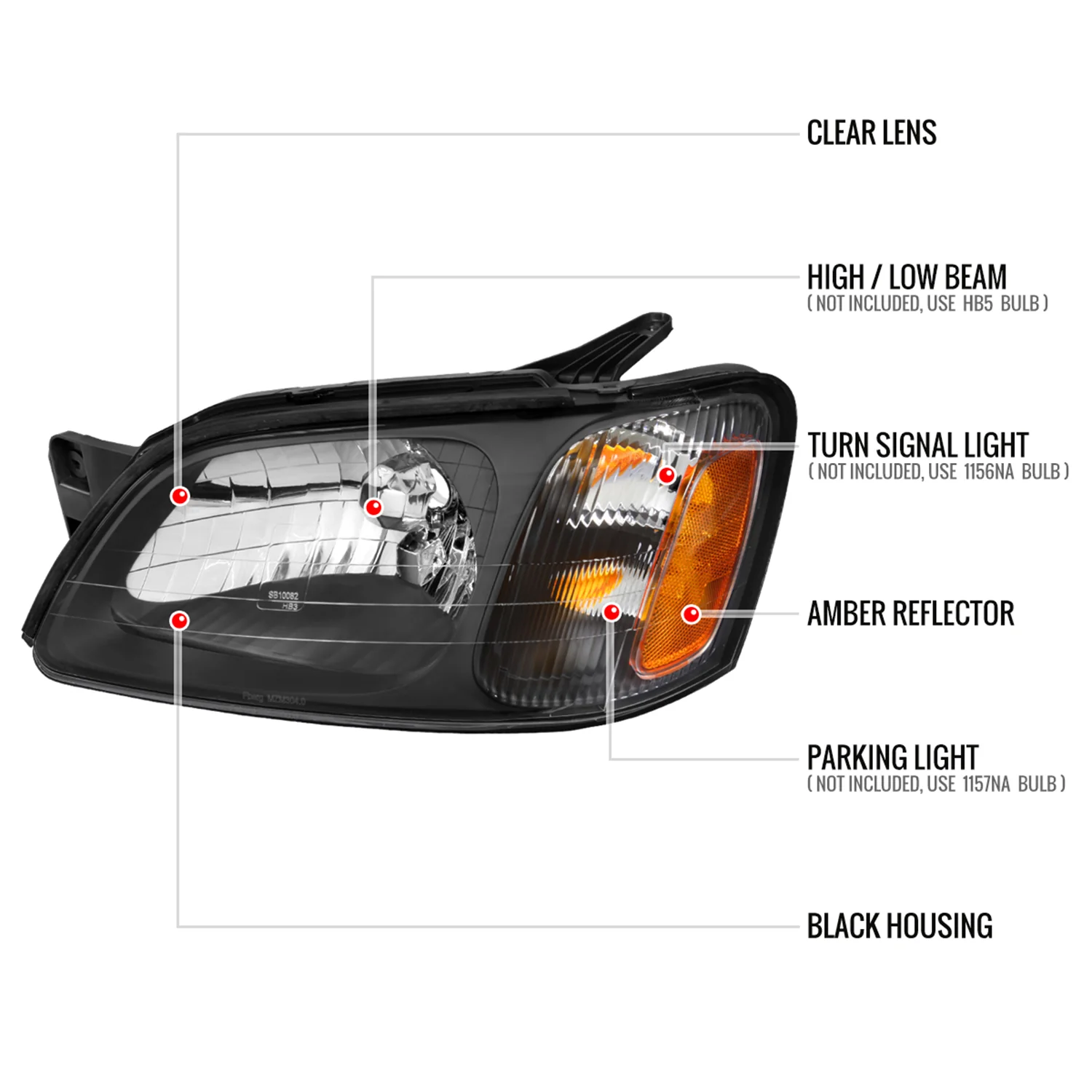 2000-2004 Subaru Legacy Brighton/2003-2006 Baja Sport Factory Headlights Black - Image 7