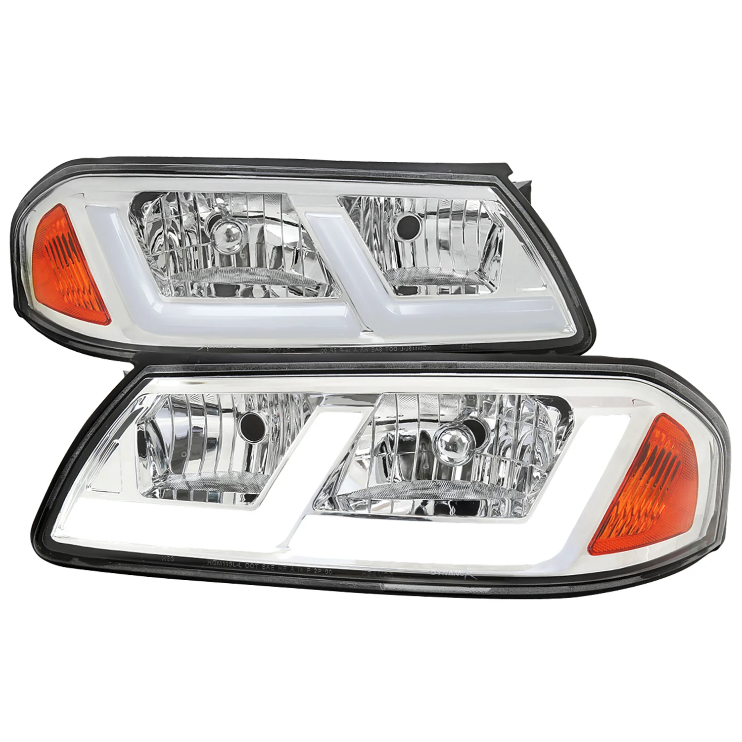 2000-2005 Chevy Impala LED Bar Factory Style Headlights Chrome/Clear Lens