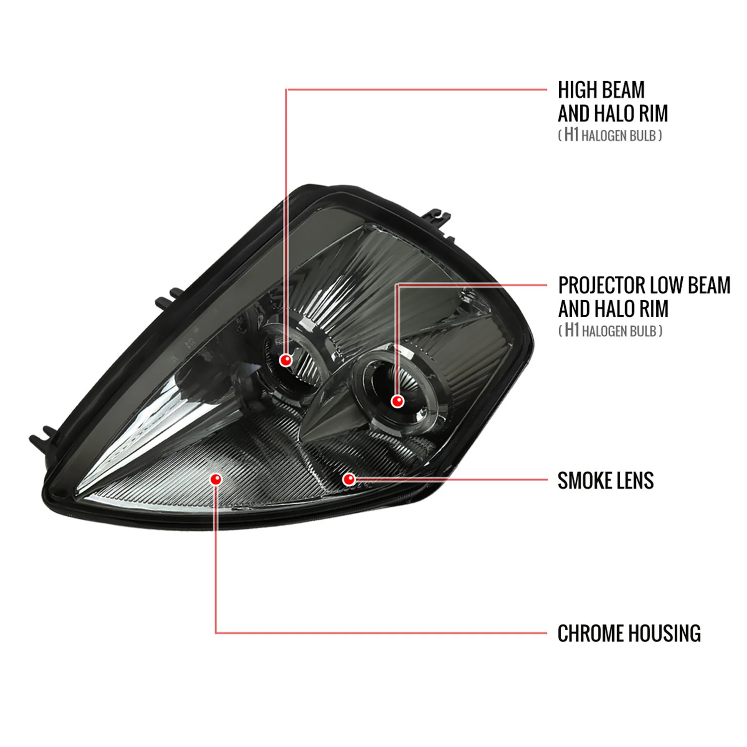2000-2005 Mitsubishi Eclipse Dual Halo Projector Headlights Chrome/Smoke Lens - Image 9