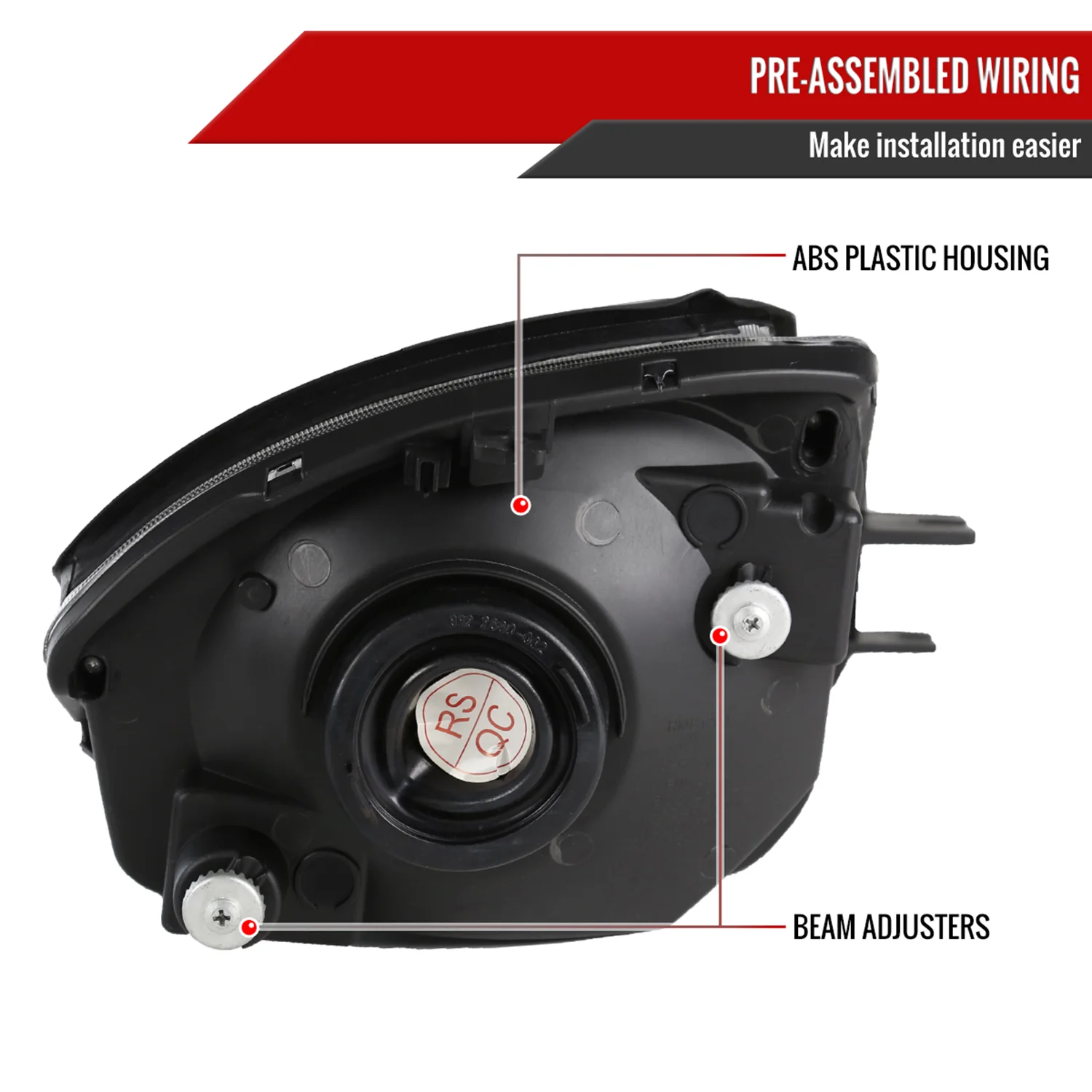 2000-2005 Mitsubishi Eclipse Factory Style Crystal Headlights Matt Black/Clear - Image 6