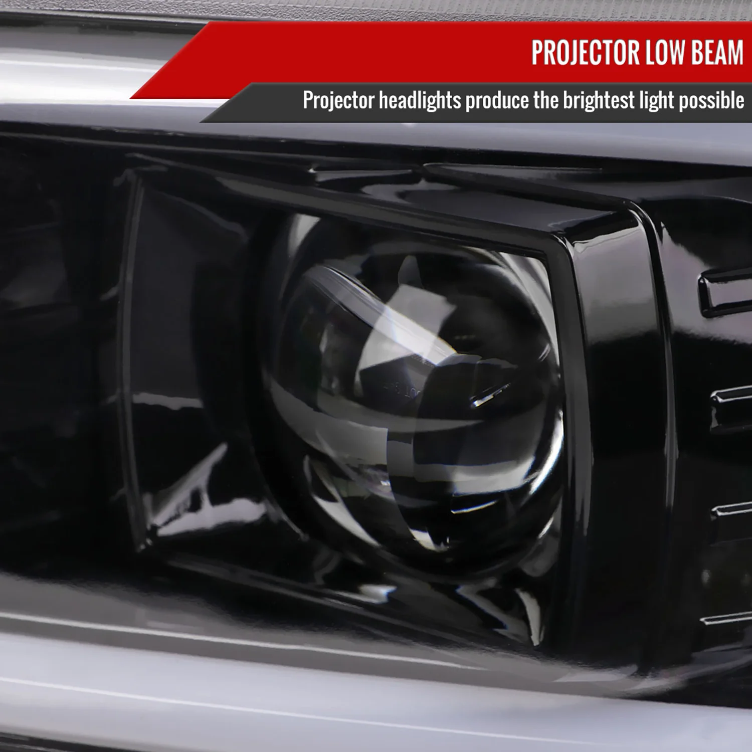 2000-2006 GMC Sierra/Denali/Yukon LED Strip Projector Headlights Glossy Black - Image 3