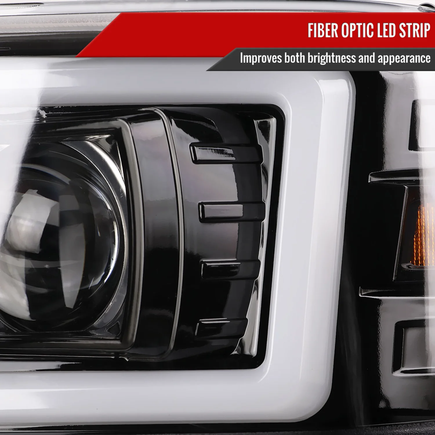 2000-2006 GMC Sierra/Denali/Yukon LED Strip Projector Headlights Glossy Black - Image 5