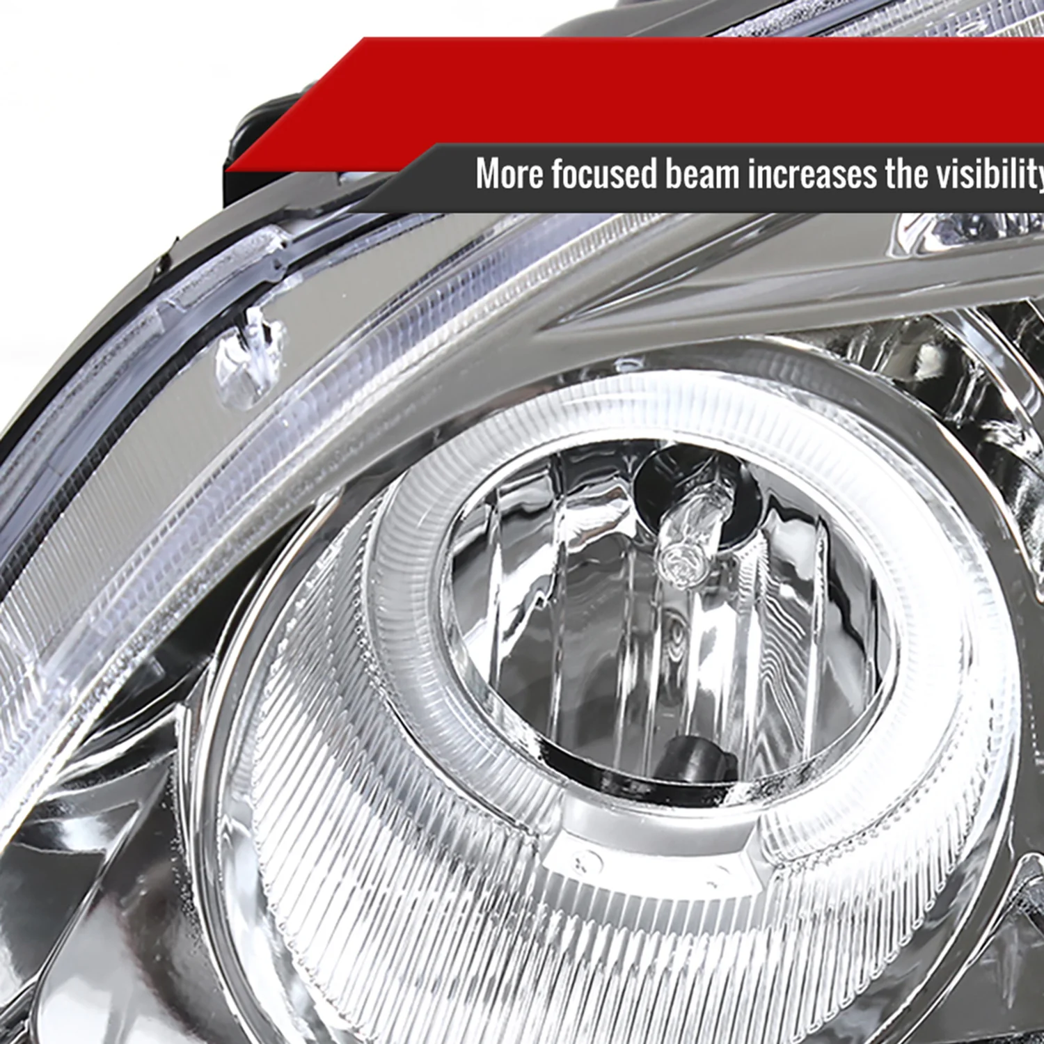 2001-2003 Honda Civic Dual Halo Projector Headlights Chrome/Clear Lens - Image 3
