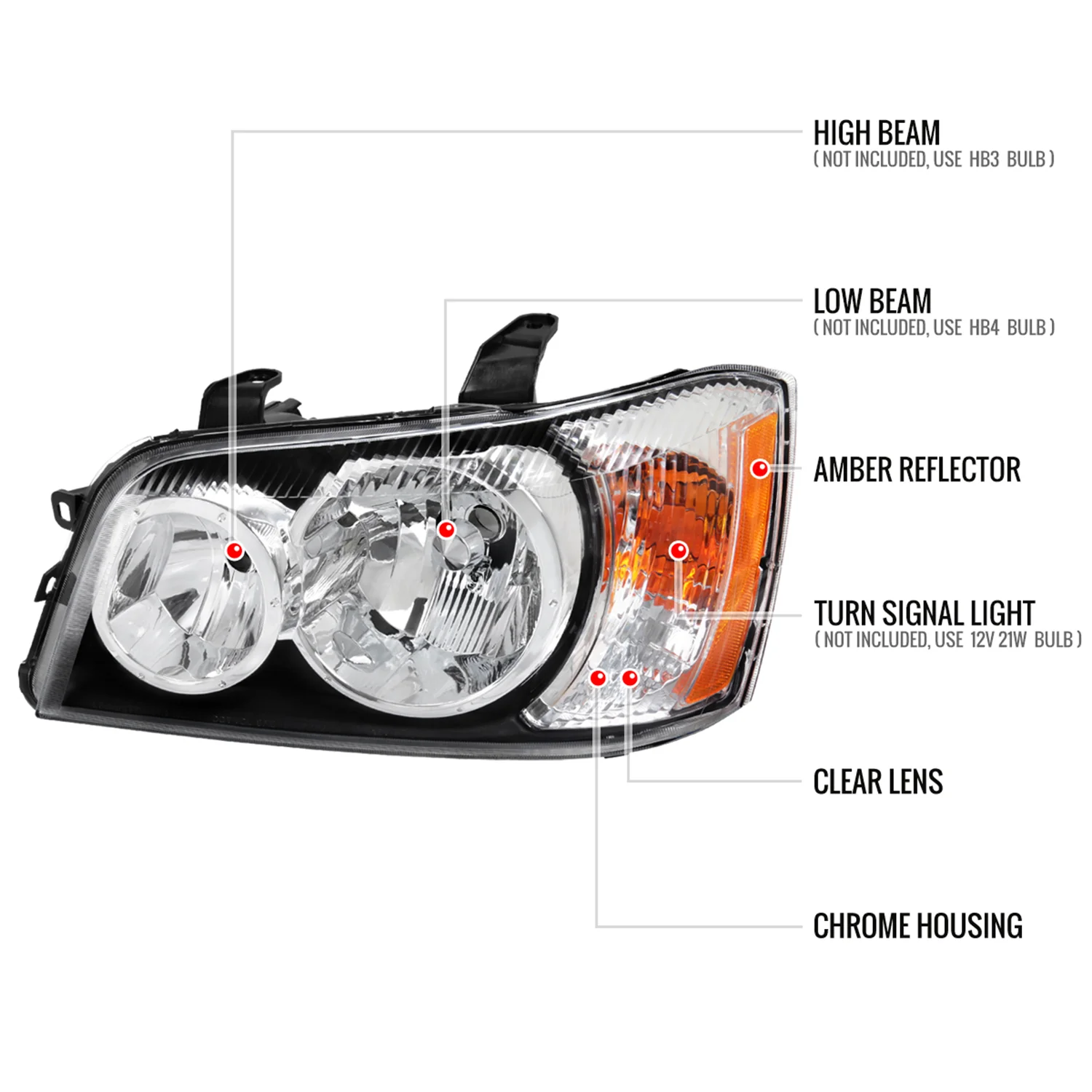 2001-2003 Toyota Highlander Factory Style Headlights Chrome/Clear Lens - Image 8
