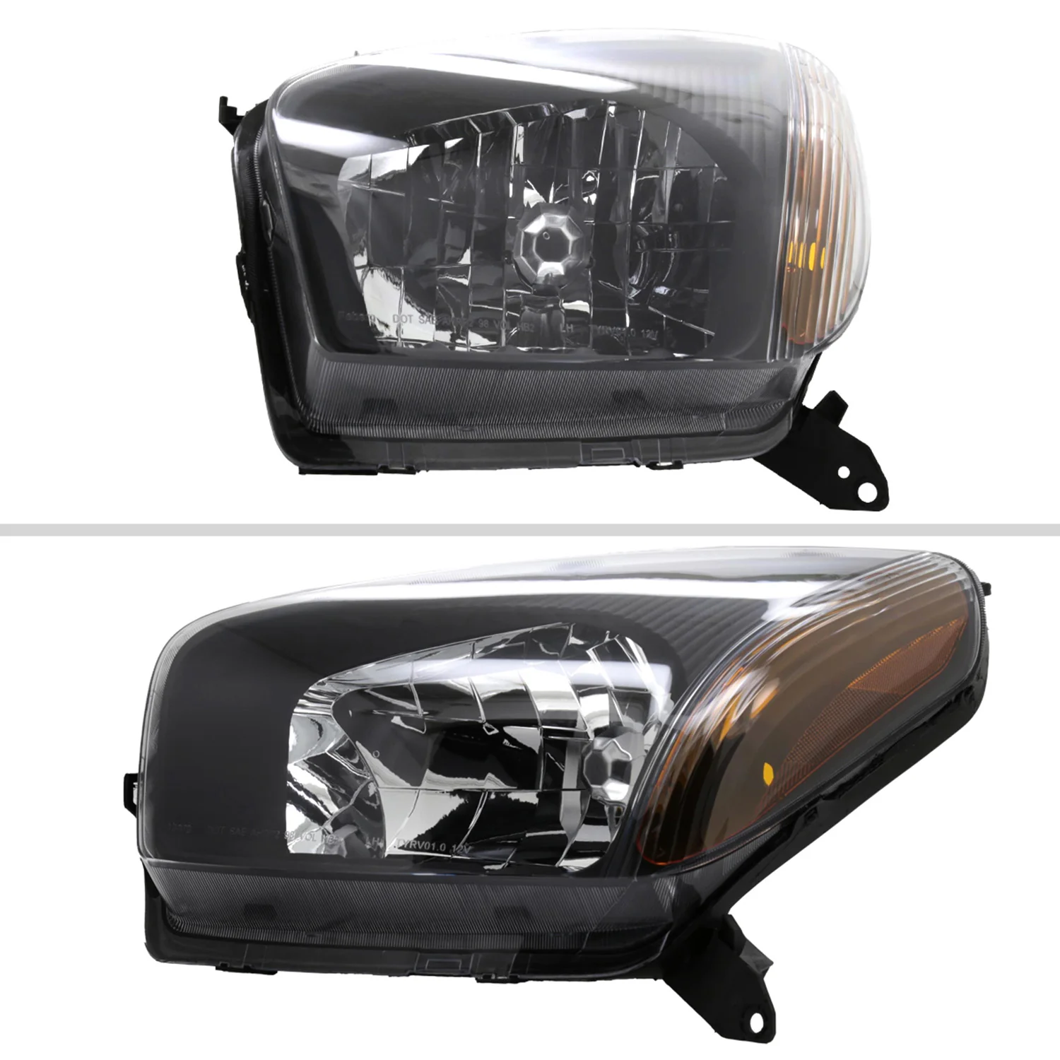 2001-2003 Toyota RAV4 Factory Style Headlights Matte Black/Clear Lens - Image 2