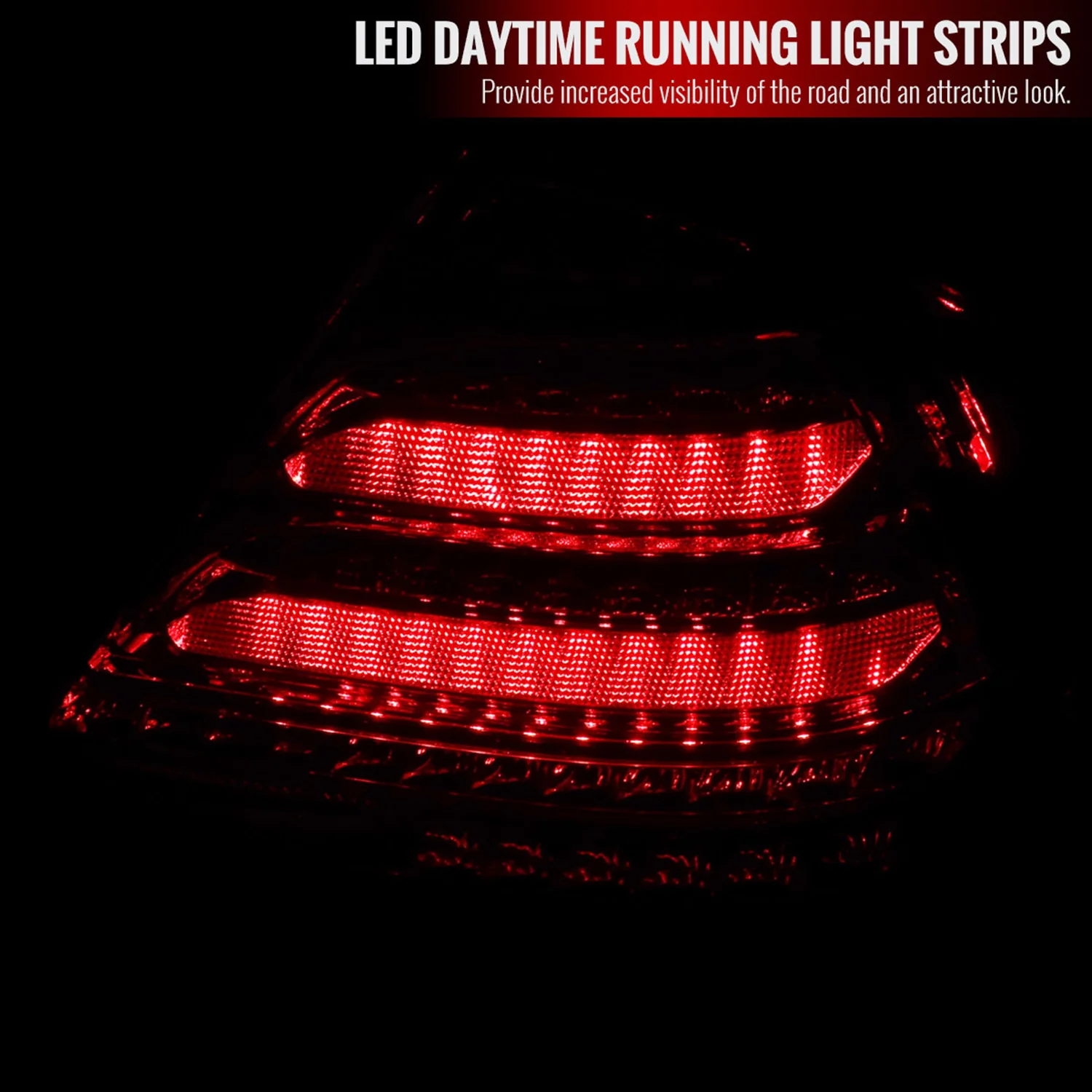 2001-2004 Mercedes Benz W203 C-Class Turn Signal LED Tail Lights Chrome/Red - Image 3