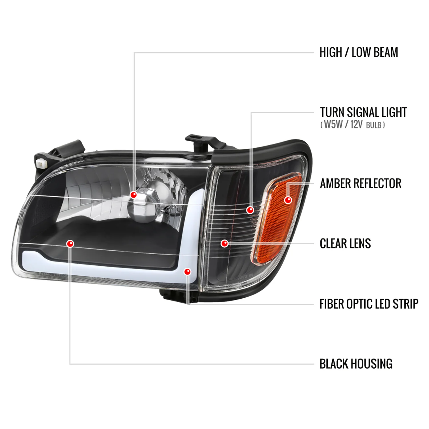 2001-2004 Toyota Tacoma LED Factory Headlights Corner Lamps&Amber Reflector - Image 8