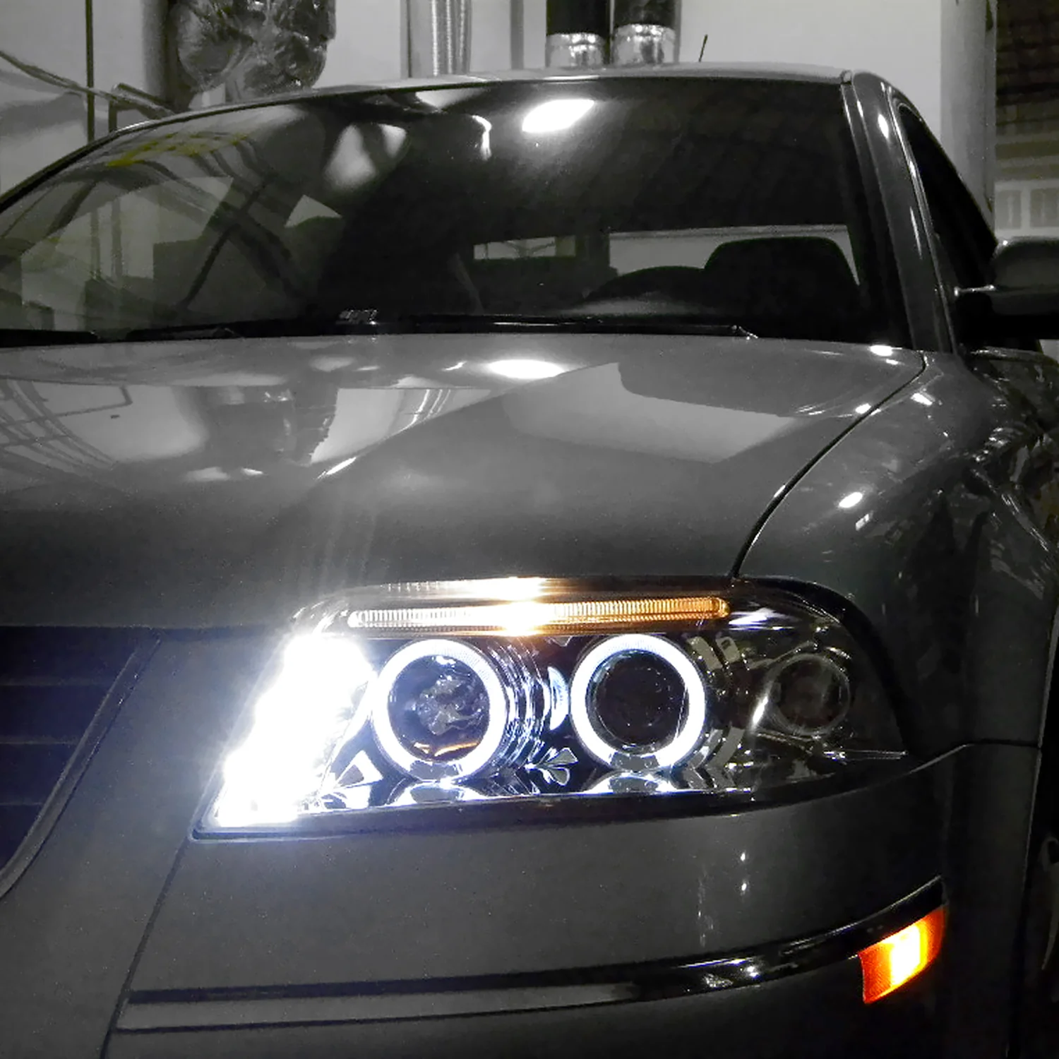 2001-2005 VW Passat Dual Halo Projector Headlights Chrome/Clear Lens - Image 9