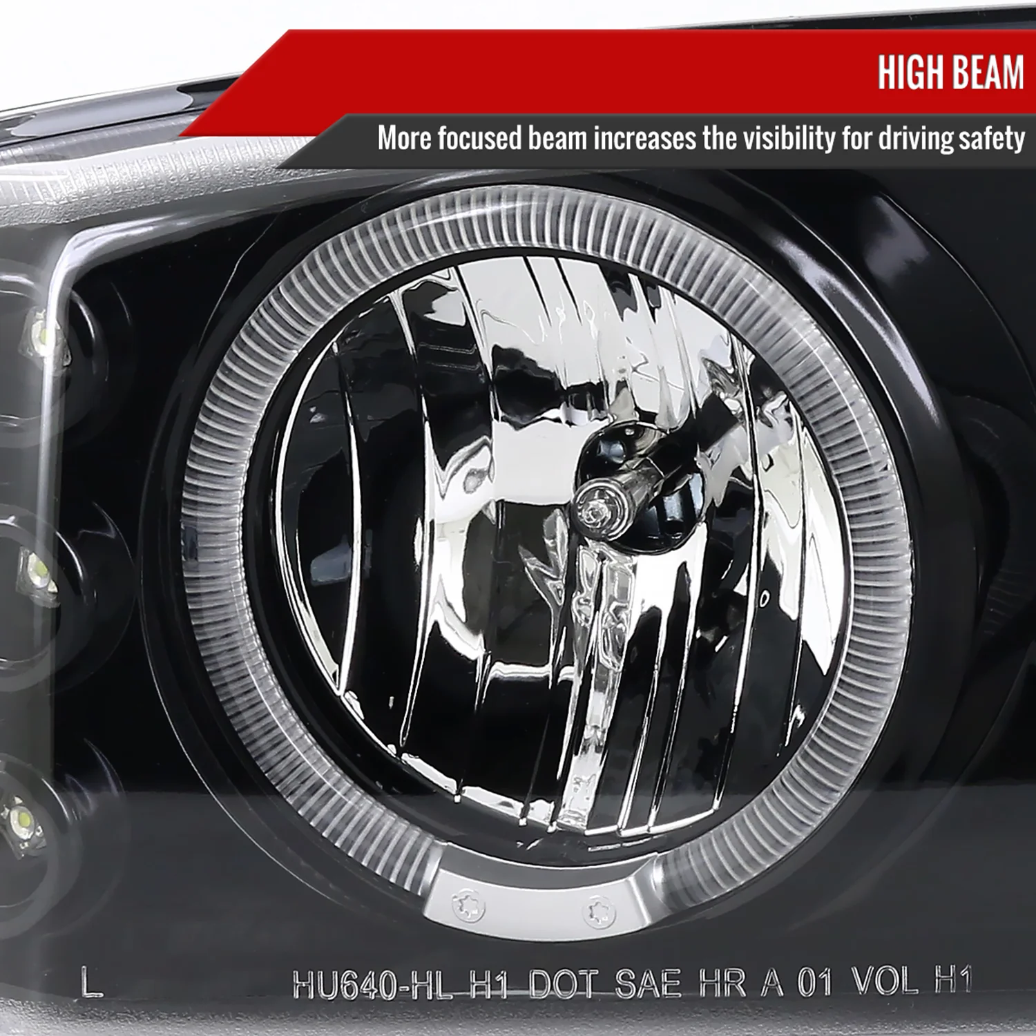 2001-2006 GMC Yukon / XL Denali/02-2006 Sierra Denali Dual Halo Headlights Black - Image 4