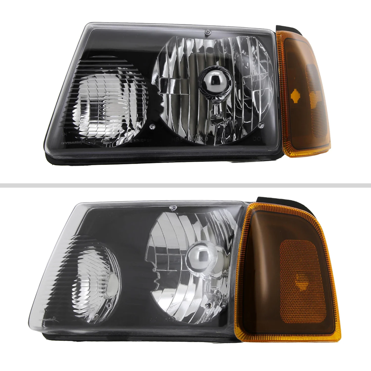 2001-2011 Ford Ranger Factory Headlights Amber Lens Corner Signal Lights Black - Image 2
