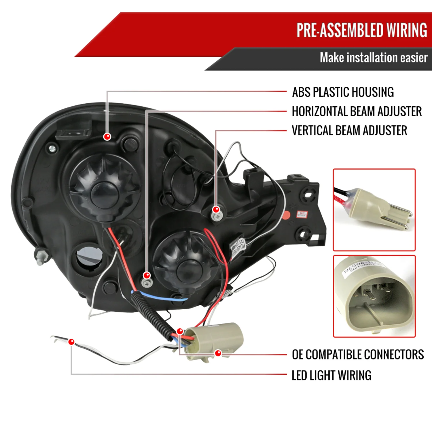 2002-2003 Subaru Impreza Dual Halo Bug Eye Projector Headlights Matt Black - Image 7