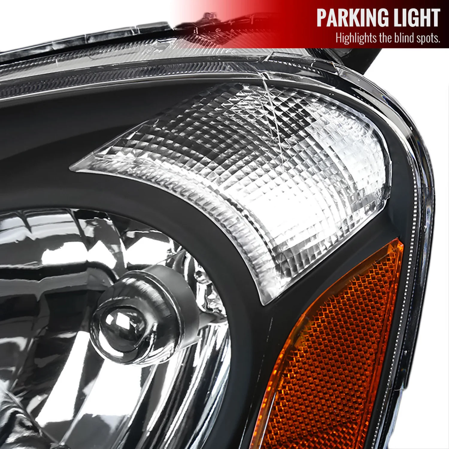 2002-2004 Acura RSX Factory Headlights w/Amber Reflectors Matt Black/Clear - Image 5