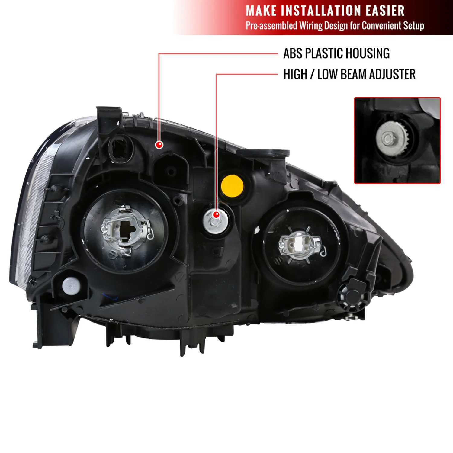 2002-2004 Acura RSX Factory Headlights w/Amber Reflectors Matt Black/Clear - Image 8