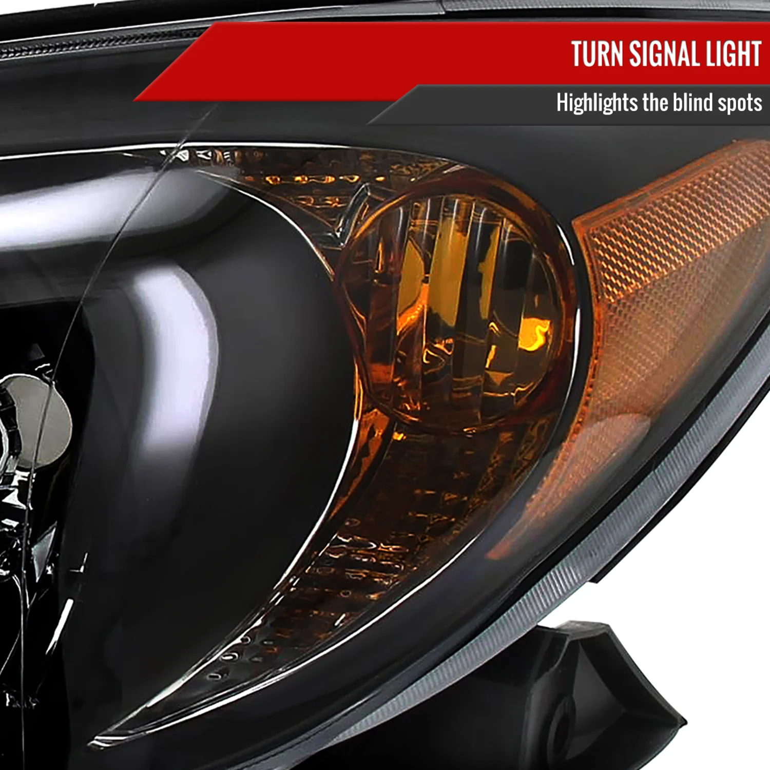 2002-2004 Toyota Camry Factory Headlights w/Amber Reflector Matt Black/Clear - Image 5