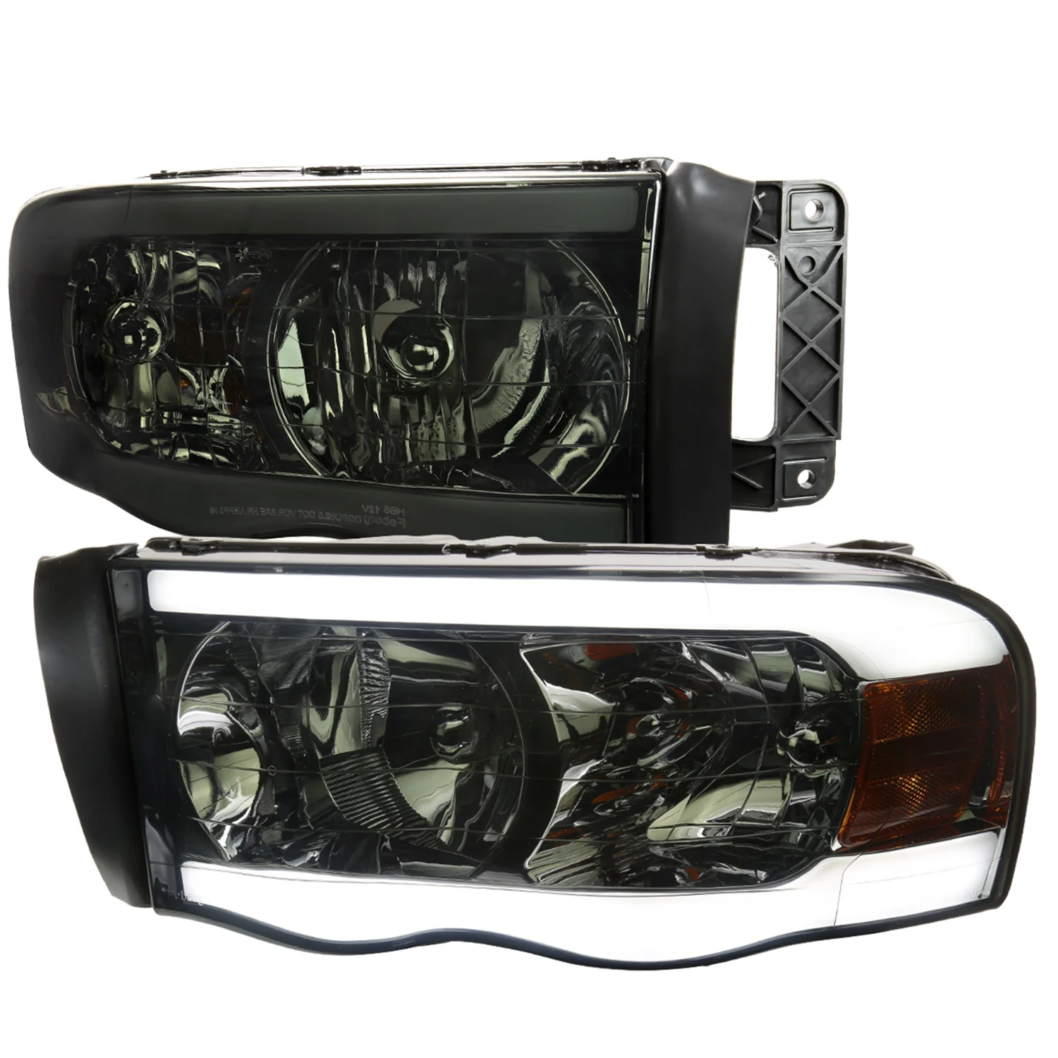 2002-2005 Dodge RAM 1500 /RAM 2500/3500 LED Tube Factory Headlights Smoked