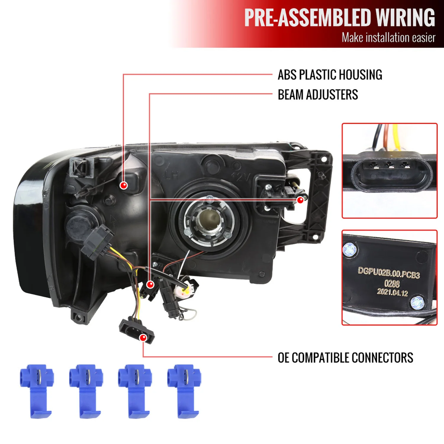 2002-2005 Dodge RAM 1500 /RAM 2500/3500 LED Tube Factory Headlights Smoked - Image 7