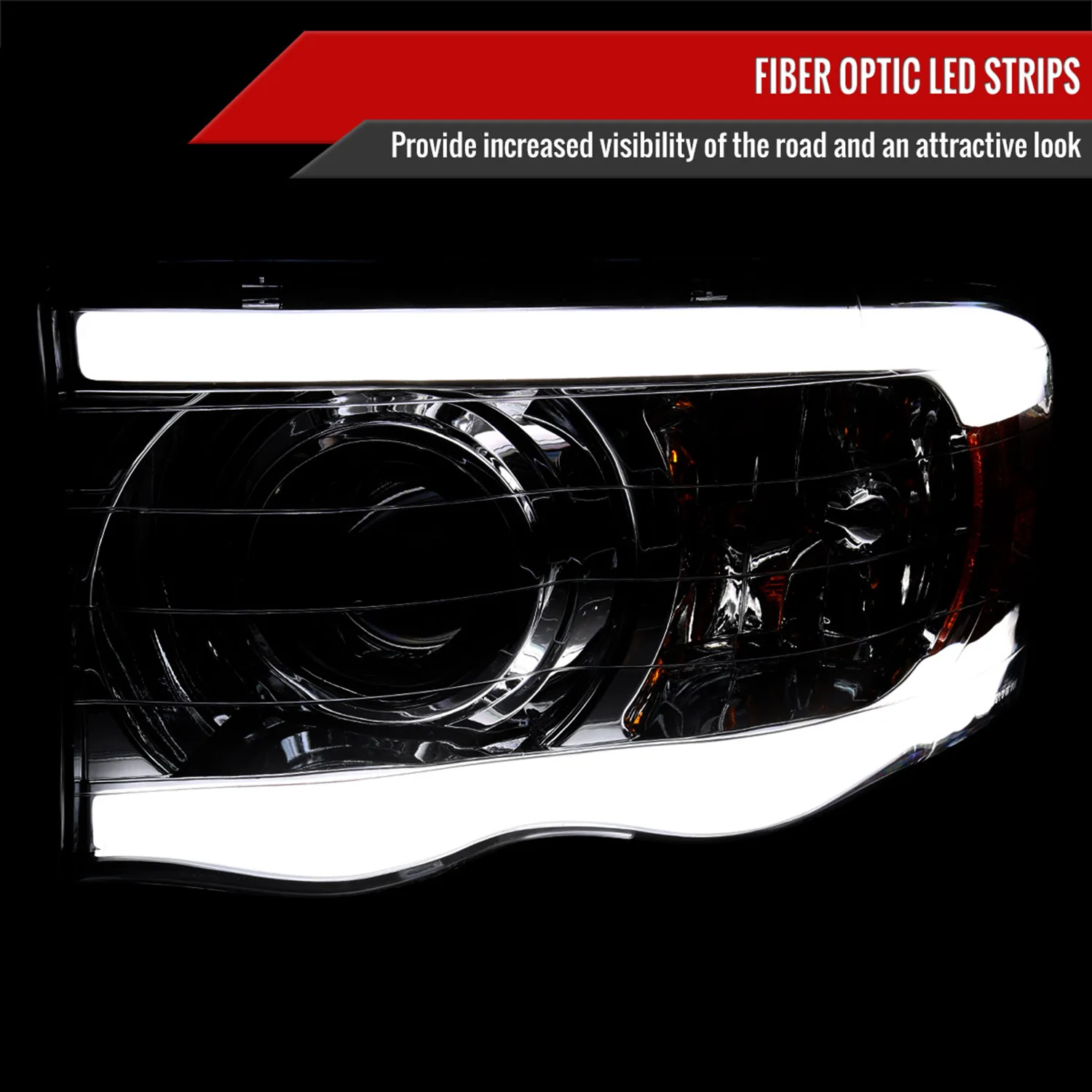 2002-2005 Dodge Ram 1500 / RAM 2500 / 3500 LED Tube H7 Headlights Chrome - Image 2