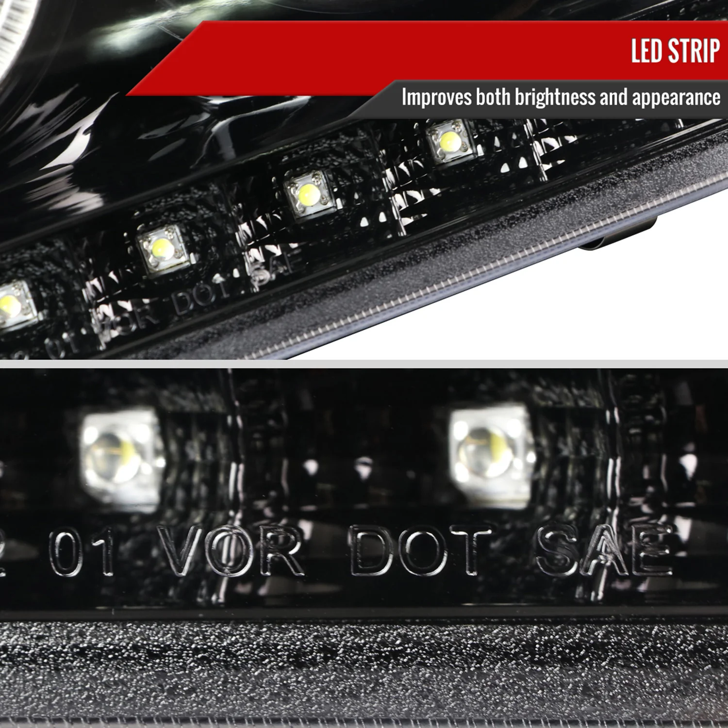 2002-2005 Ford Explorer Dual Halo Projector Headlights LED Light Strip Black - Image 6