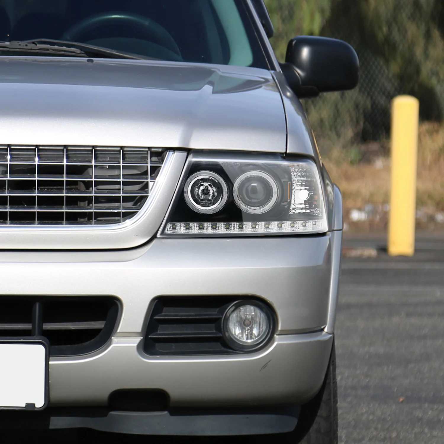 2002-2005 Ford Explorer Dual Halo Projector Headlights Matte Black/Clear Lens - Image 10