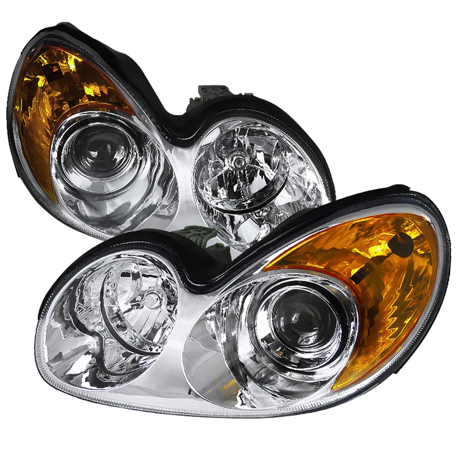 2002-2005 Hyundai Sonata Projector Headlights Chrome Housing/Clear Lens