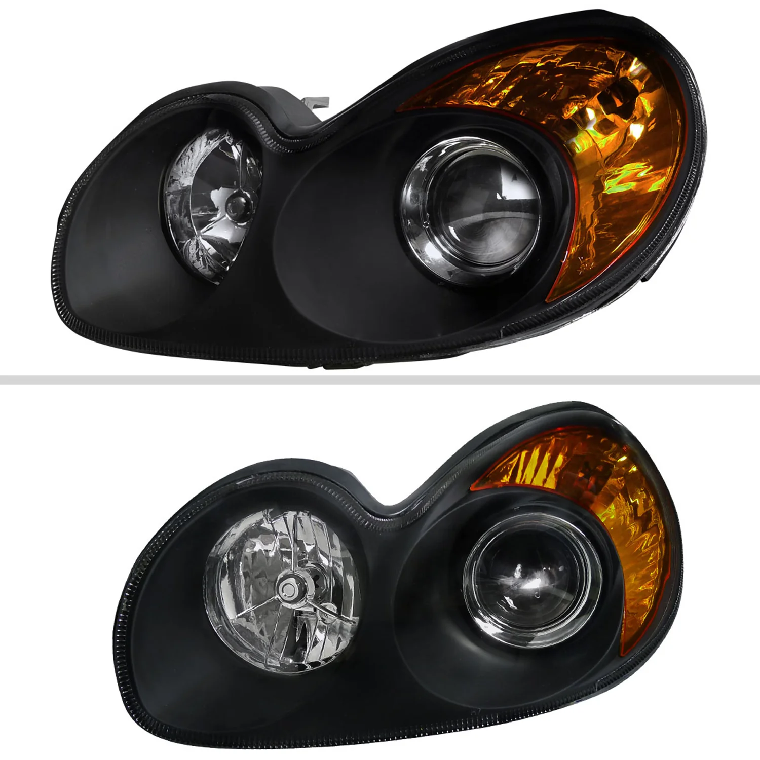 2002-2005 Hyundai Sonata Projector Headlights Matte Black Housing/Clear Lens - Image 2