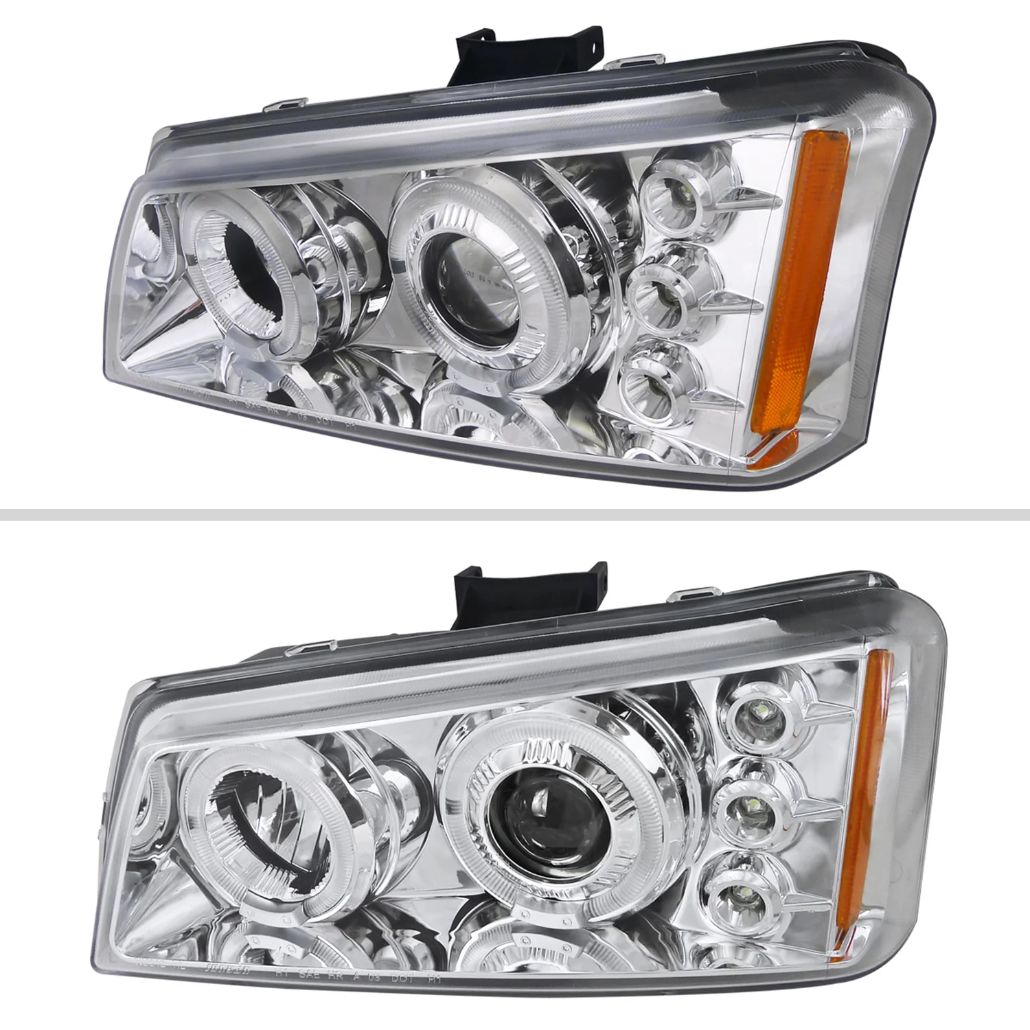 2002-2006 Chevy Avalanche/ 03-2007 Silverado Dual Halo Headlights Chrome - Image 2