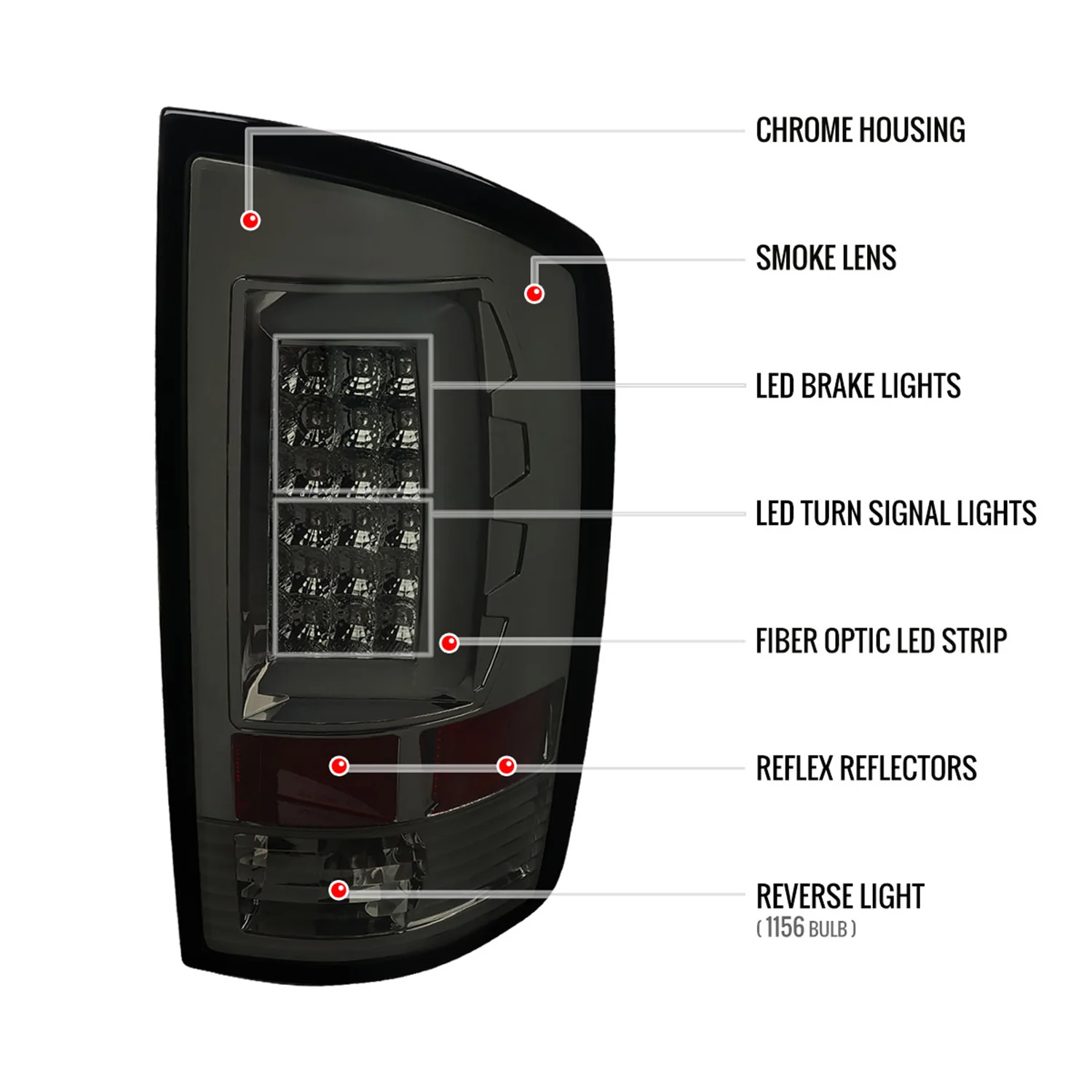 2002-2006 Dodge RAM 1500 2500 3500 LED Tail Lights -G2 Chrome/Smoke Lens - Image 8