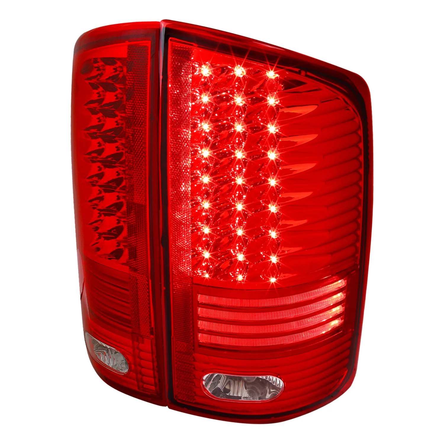 2002-2006 Dodge RAM V2 LED Tail Lights Chrome Housing/Red Clear Lens