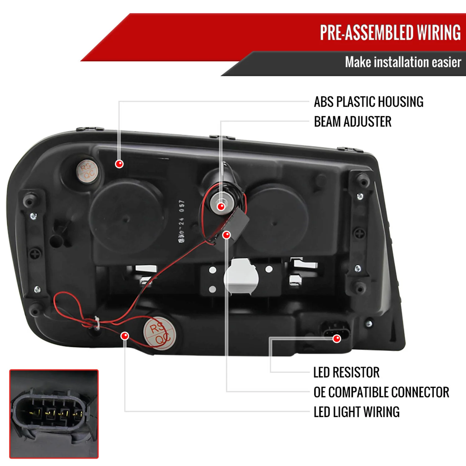 2002-2009 Chevy Trailblazer Projector Headlights w/LED Light Strip Black/Smoke - Image 7