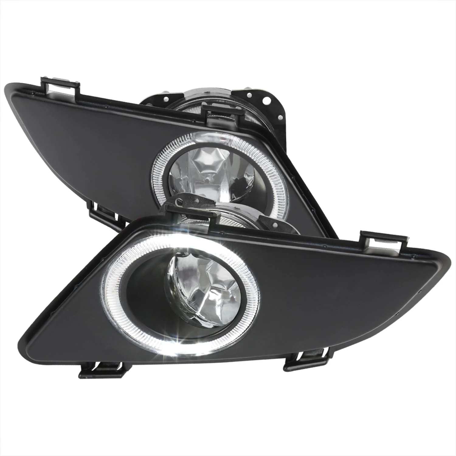 2003-2005 Mazda 6 Sedan H3 Halo Ring Fog Lights Kit Chrome/Clear Lens