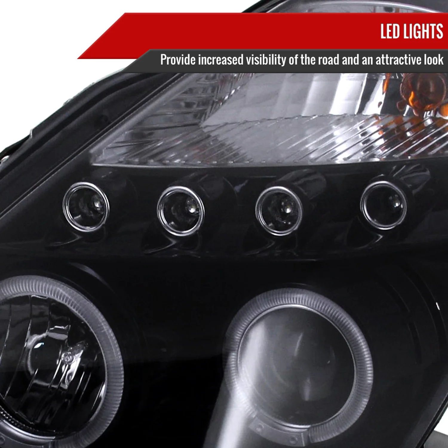 2003-2005 Nissan 350Z Dual Halo Projector Headlights Glossy Black/Smoke Lens - Image 5
