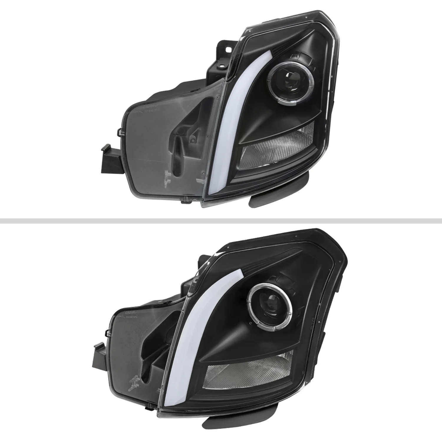 2003-2007 Cadillac CTS Halo LED Turn Signal Projector Headlights Black - Image 3
