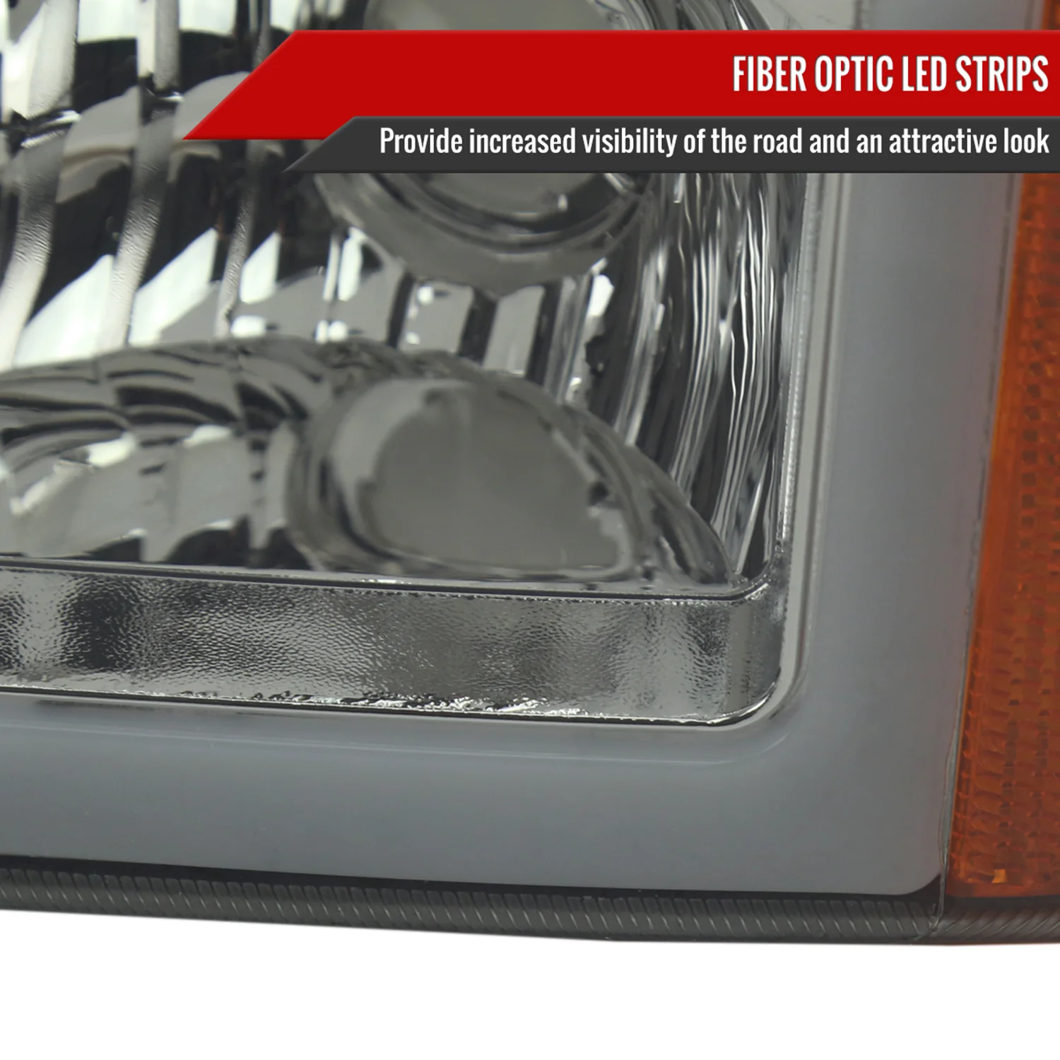 2003-2007 Chevy Silverado /02-2006 Avalanche LED Bar Headlights Chrome Smoke - Image 5
