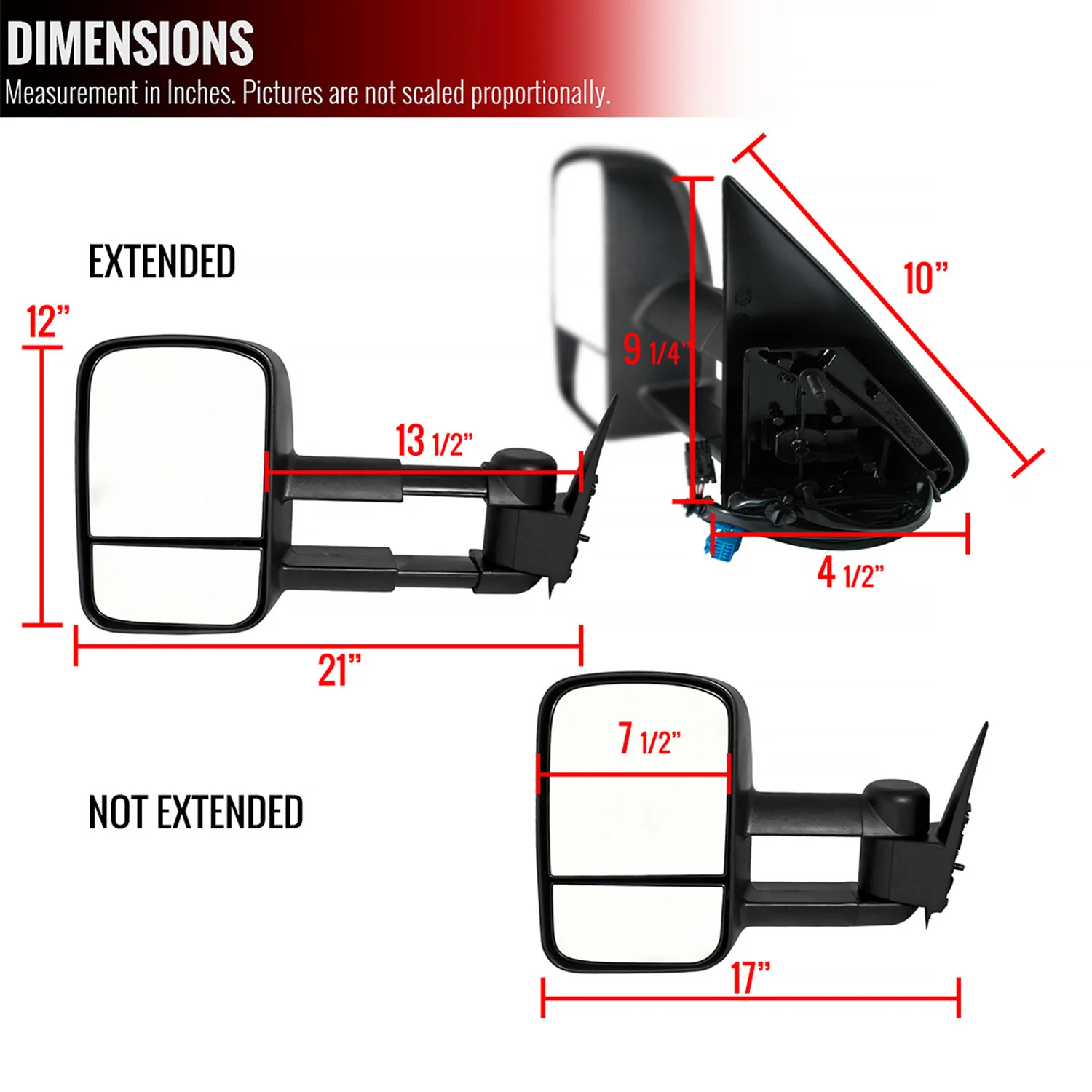 2003-2007 Chevy Silverado/GMC Sierra Heated Manual Extendable Towing Mirrors - Image 7