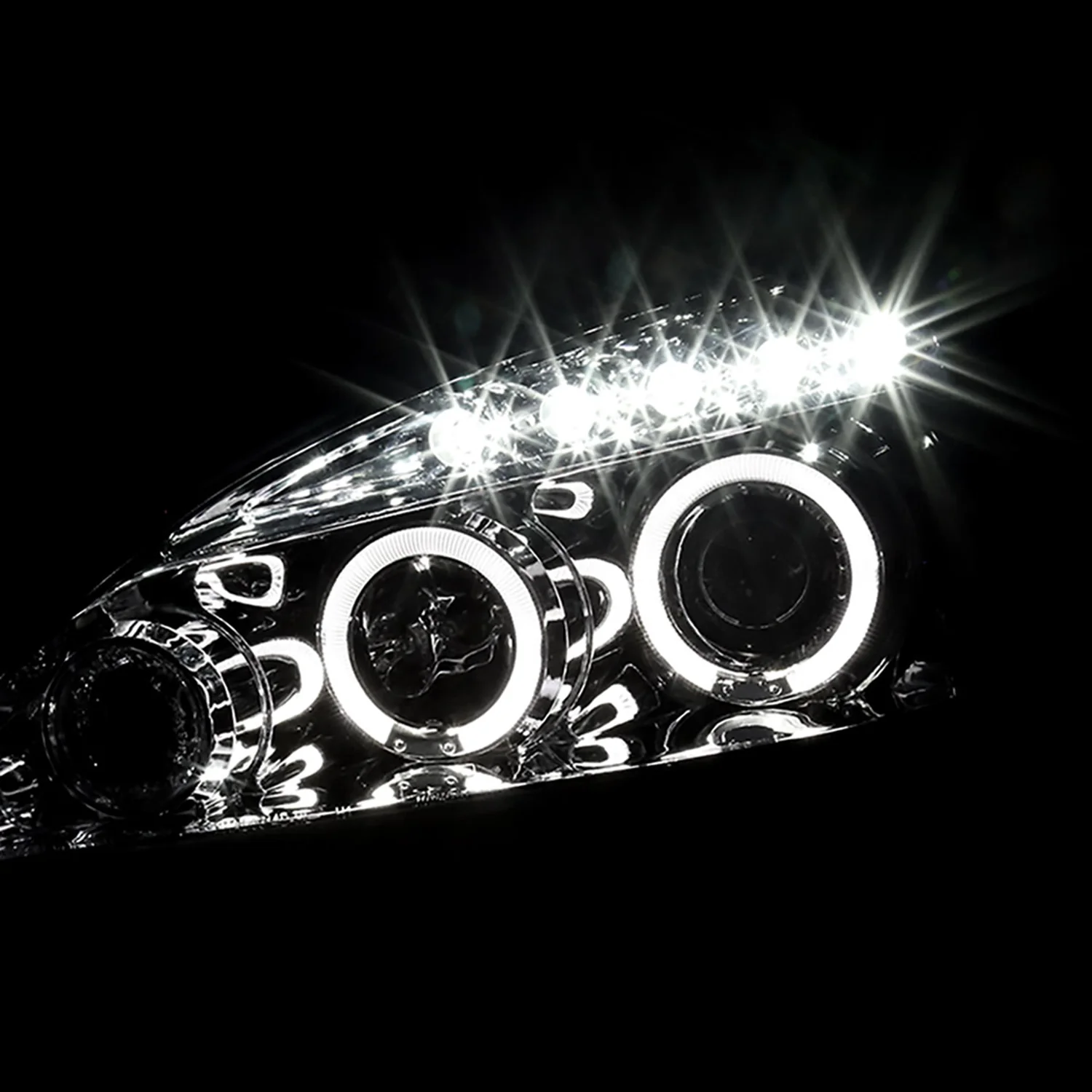2003-2007 Honda Accord Dual Halo Projector Headlights Chrome/Clear Lens - Image 2