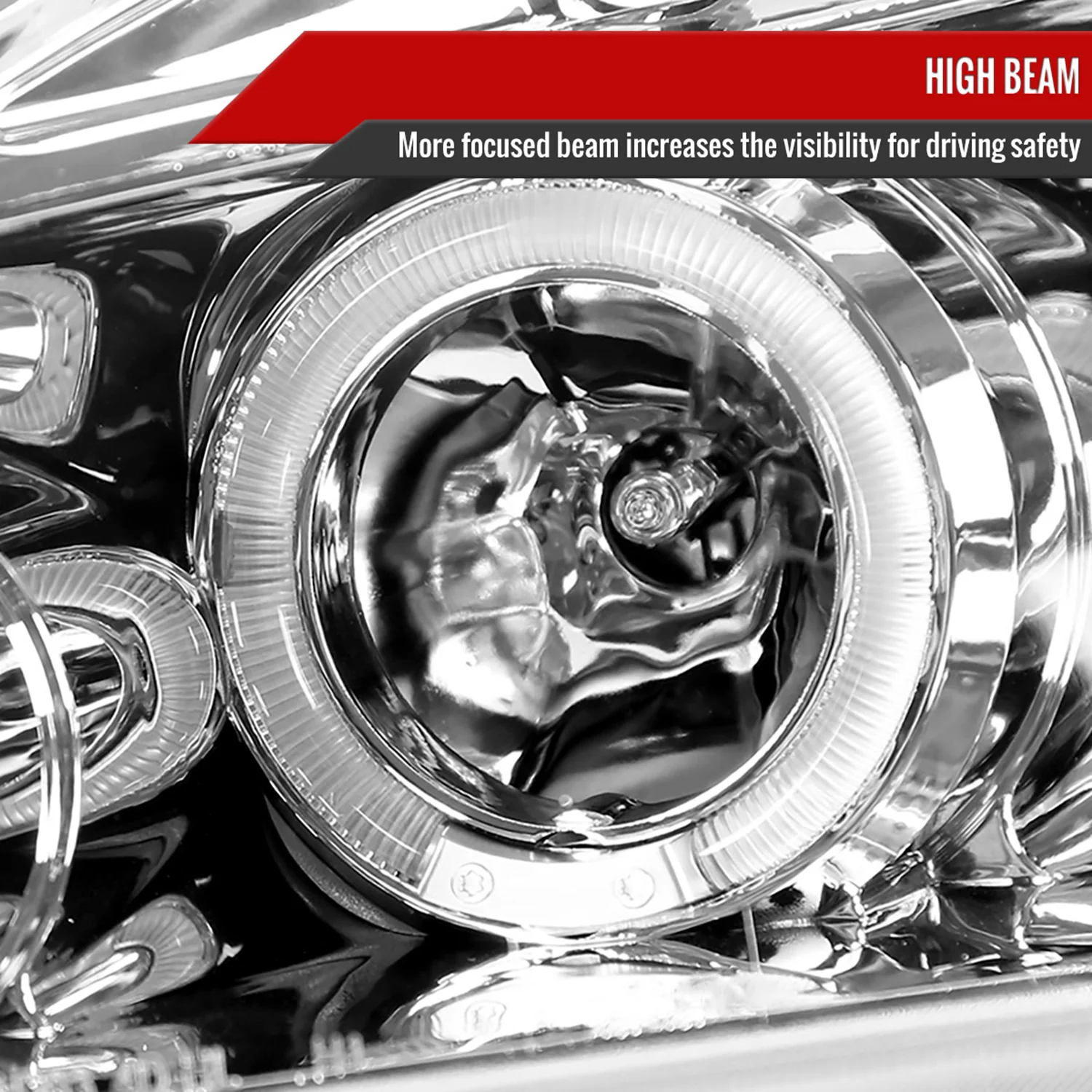 2003-2007 Honda Accord Dual Halo Projector Headlights Chrome/Clear Lens - Image 4